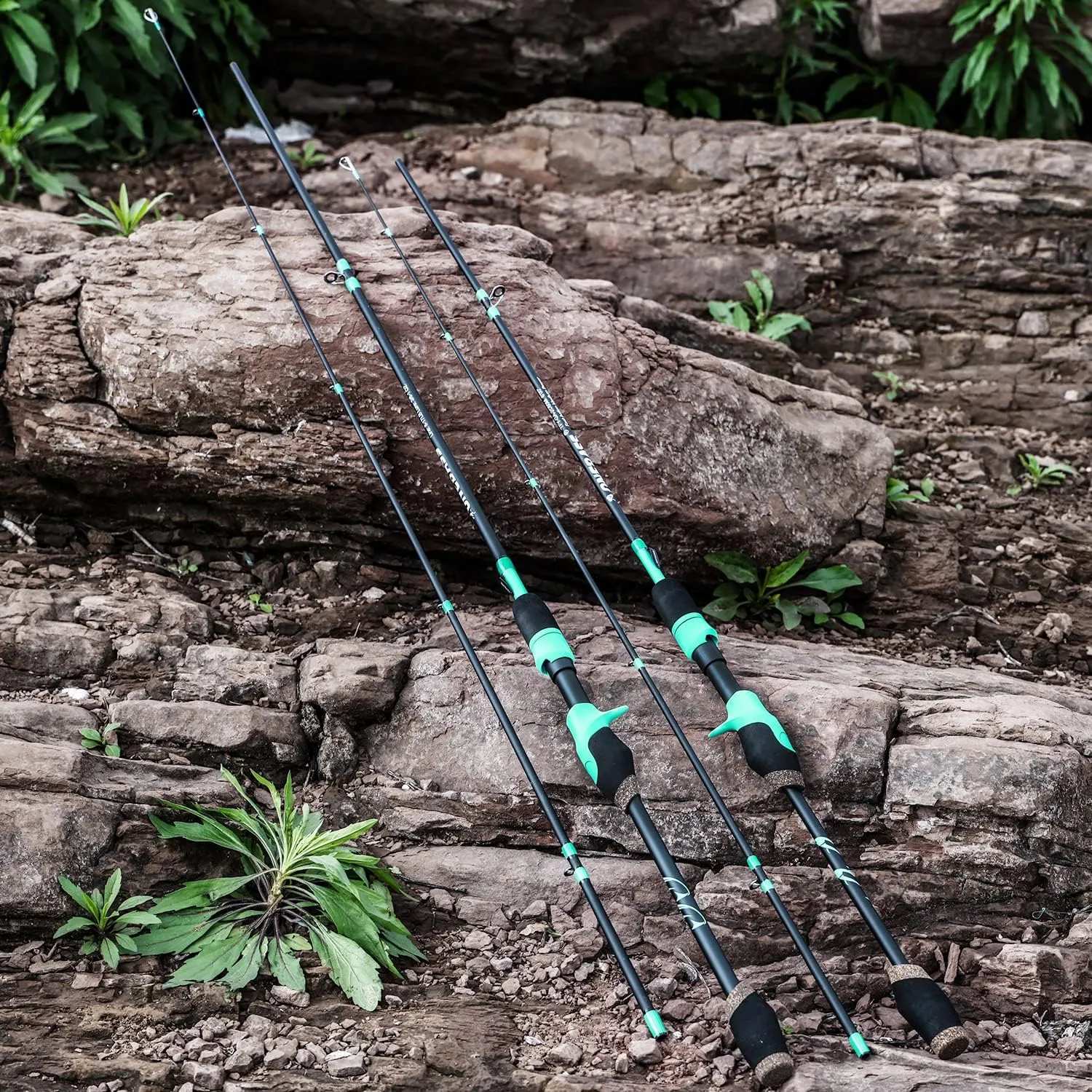 One Bass IM6 Graphite Spinning & Casting Rods, 2 Pc Sensitive Rod with Stainless Steel Guides, Comfortable EVA Handles