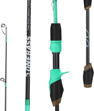 One Bass IM6 Graphite Spinning & Casting Rods, 2 Pc Sensitive Rod with Stainless Steel Guides, Comfortable EVA Handles