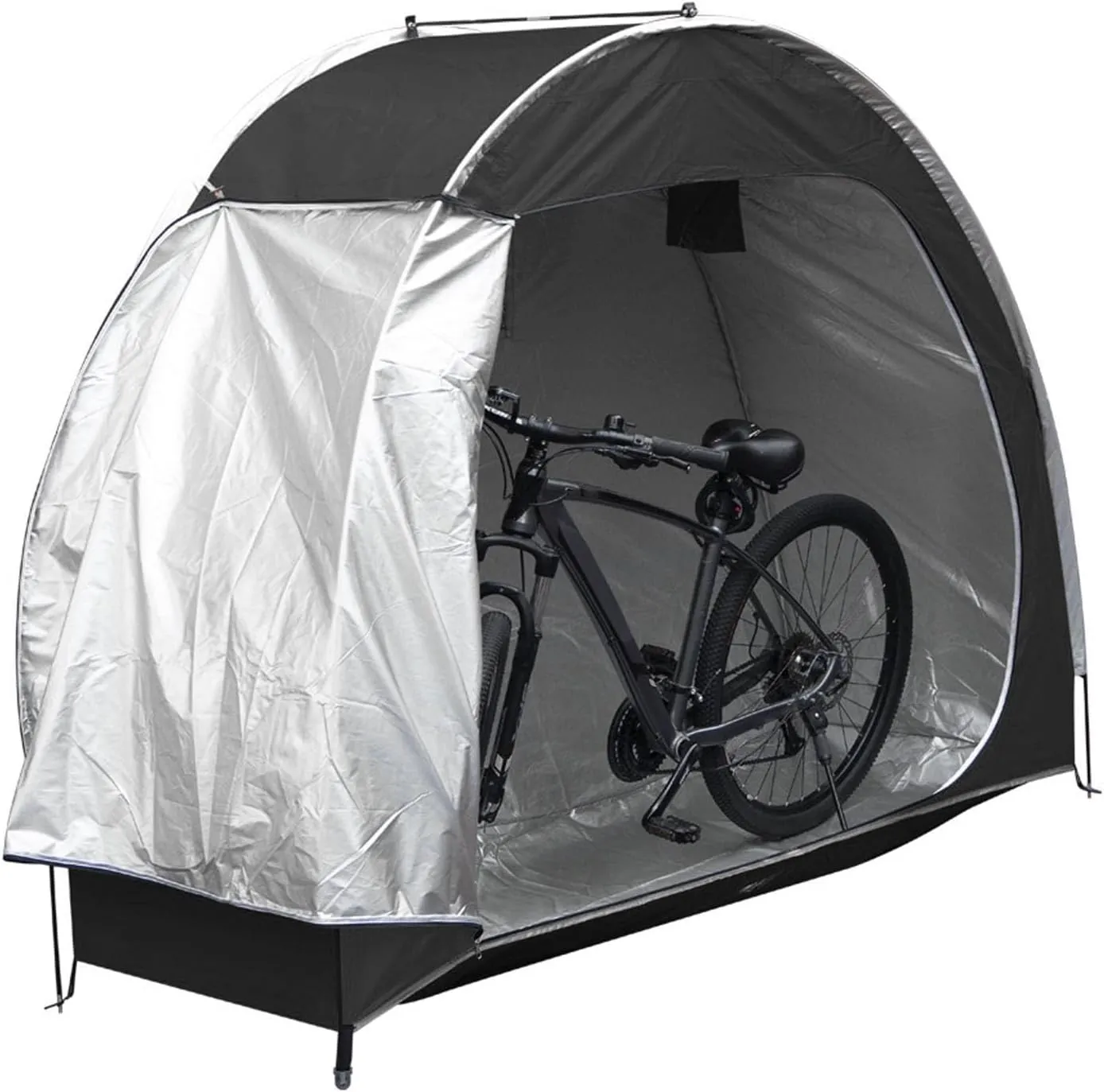 Outdoor Bike Covers Storage Shed Tent, 210D Oxford Thick Waterproof Fabric 8mm Fiberglass Bracket Bike Storage Shed, Neat Tent Bike Cover (Black)