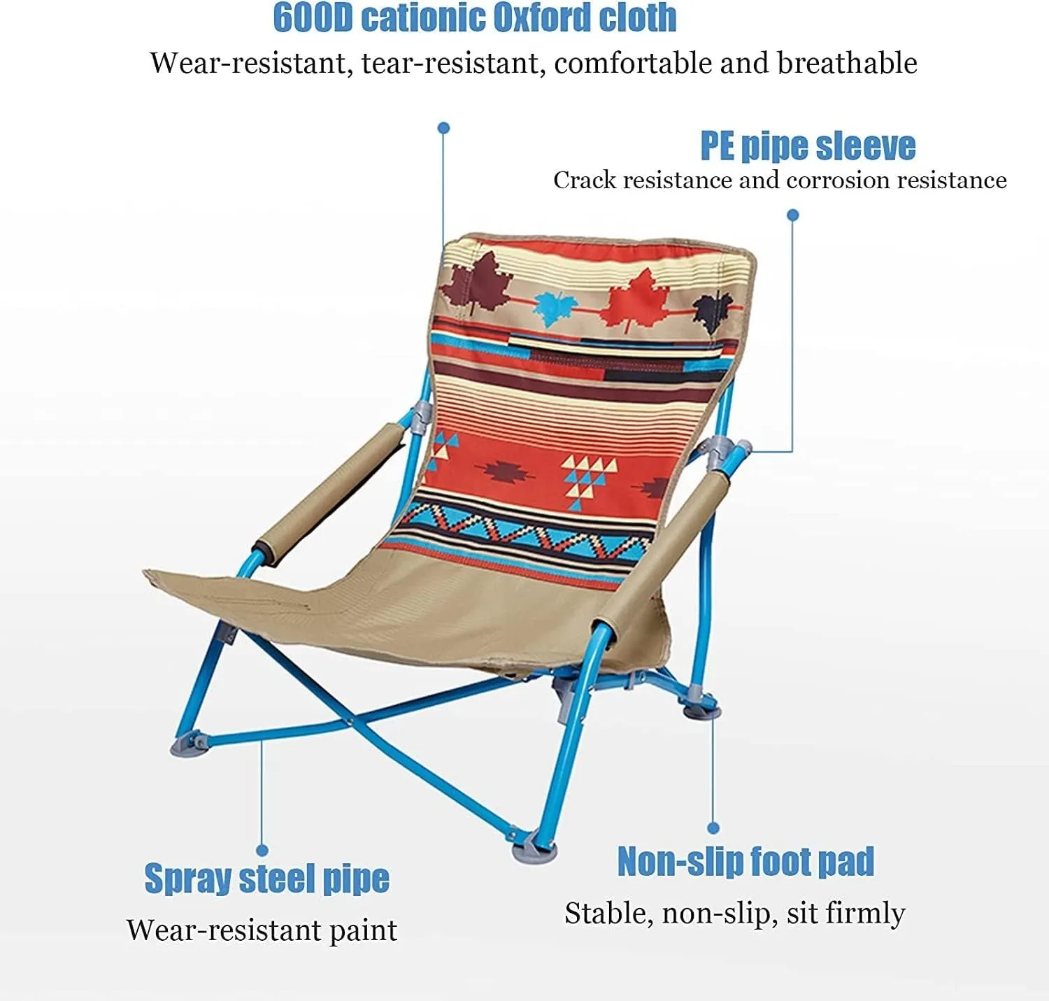 Outdoor Camp Chairs, Low Beach Chair Portable Camping and Lounge Travel Outdoor Seat Portable Stool Balcony Home Recliner, Quick Storage Lawn Chairs Adults(C)