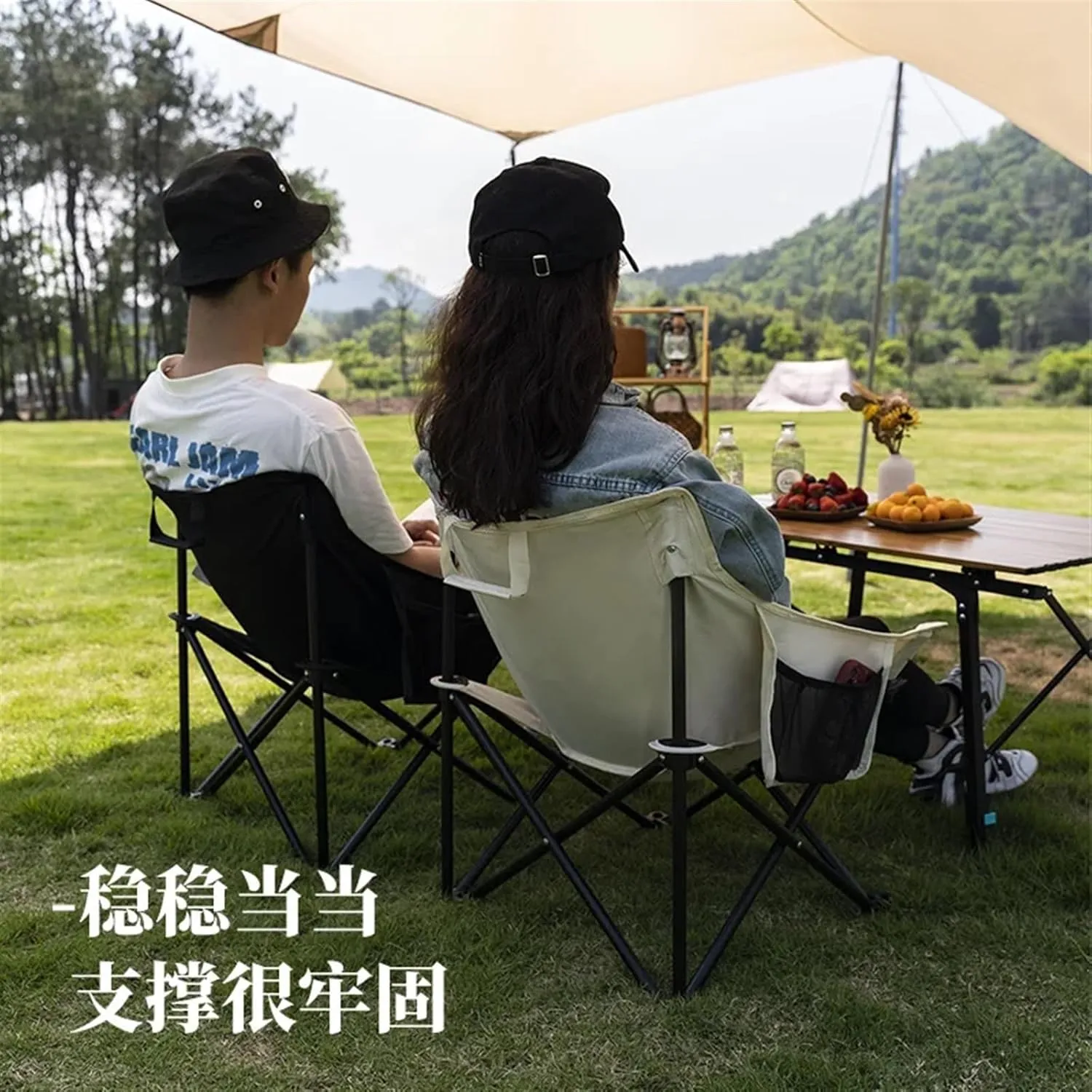 Outdoor Camping Picnic Folding Moon Chair Lazy Leisure Portable Director Art Sketching Recliner Fishing Tools (Size : Army Green Medium)