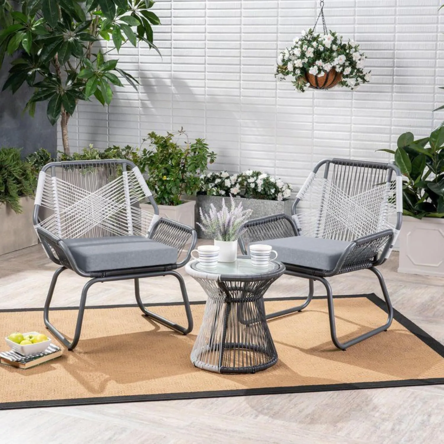 Outdoor Chair Cushions 18.5 x 16 x 2.5 Inch Set of 2, Water-Resistant & Fadeness Durable Patio Furniture Cushion for Garden Sofa Couch Chairs, Portable Comfort with Attach Ties, Light Grey