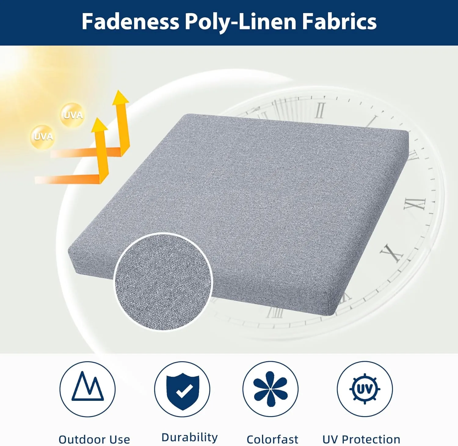 Outdoor Chair Cushions 18.5 x 16 x 2.5 Inch Set of 2, Water-Resistant & Fadeness Durable Patio Furniture Cushion for Garden Sofa Couch Chairs, Portable Comfort with Attach Ties, Light Grey