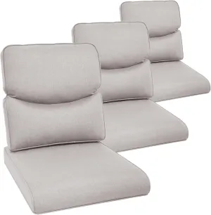 Outdoor Chair Cushions Set of 3 - Outside High Back Comfortable Thickened Pillow 22x24 with Zipper Cover for Patio Rocking Swivel Chairs Loveseat Sofa – Beige/Smile