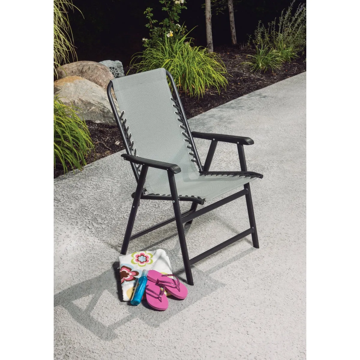 Outdoor Expressions Seville Gray Sling Folding Chair