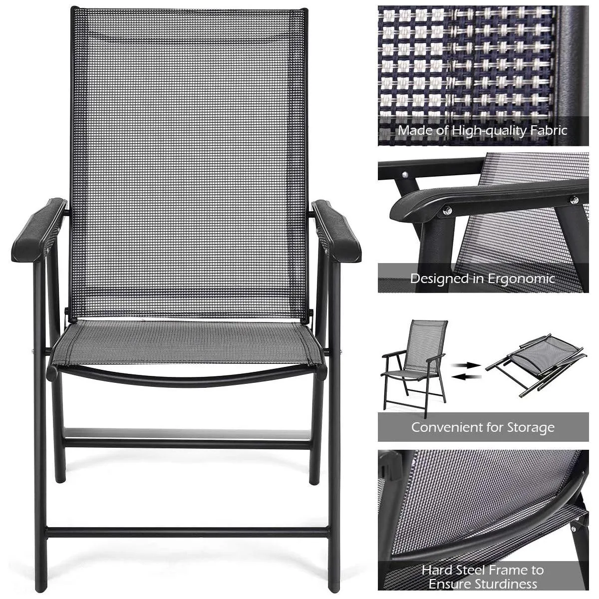 Outdoor Folding Chair Metal Portable Patio Balcony Chair with Backrest Sub Chair