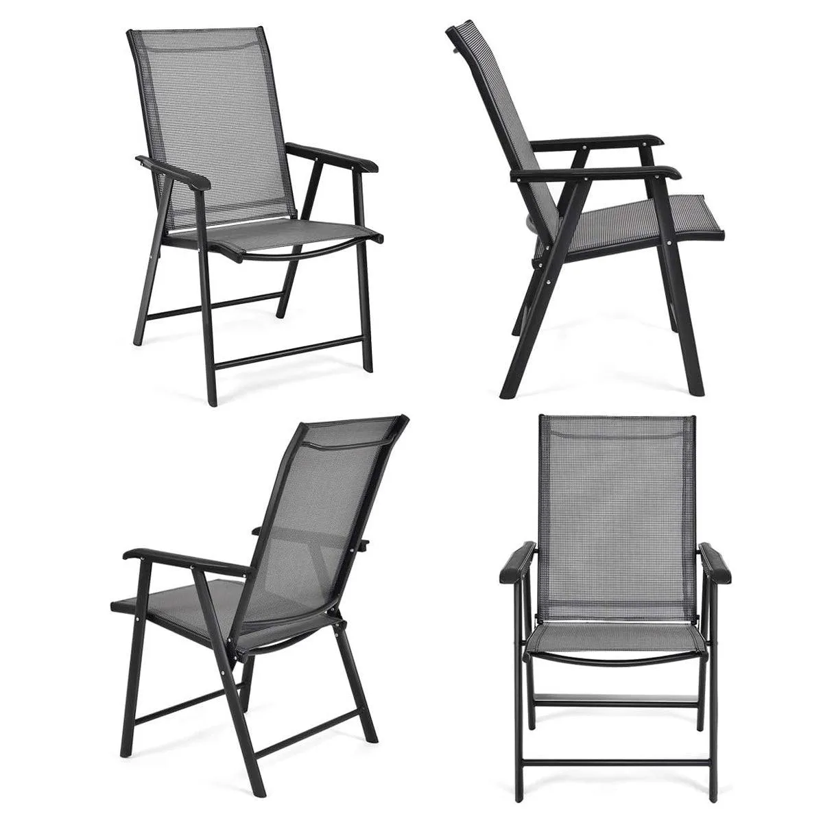 Outdoor Folding Chair Metal Portable Patio Balcony Chair with Backrest Sub Chair
