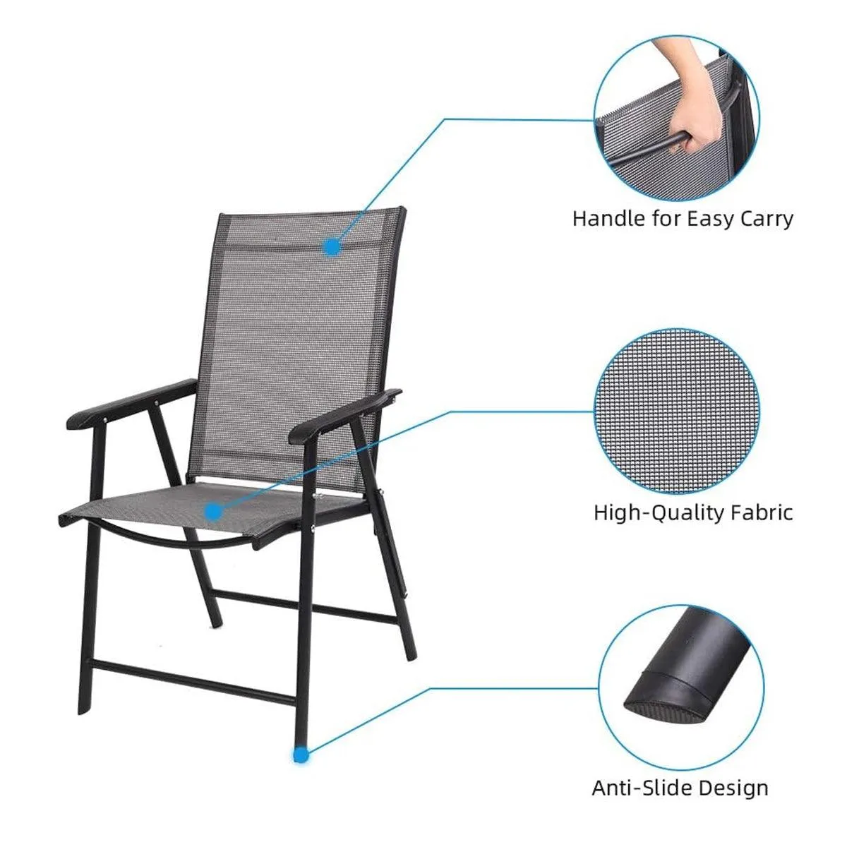 Outdoor Folding Chair Metal Portable Patio Balcony Chair with Backrest Sub Chair