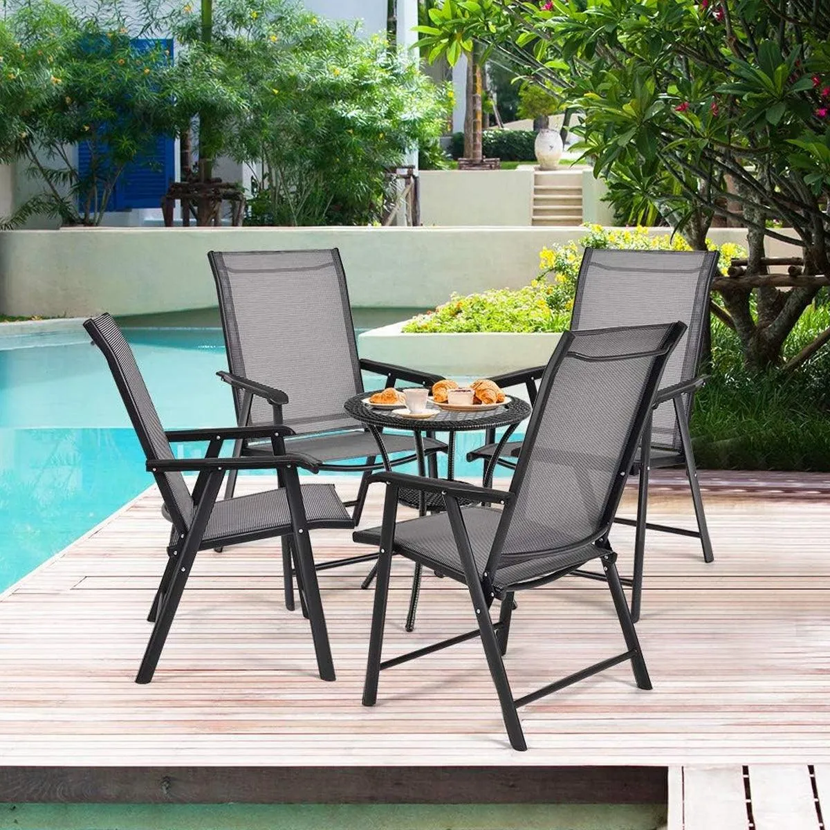 Outdoor Folding Chair Metal Portable Patio Balcony Chair with Backrest Sub Chair