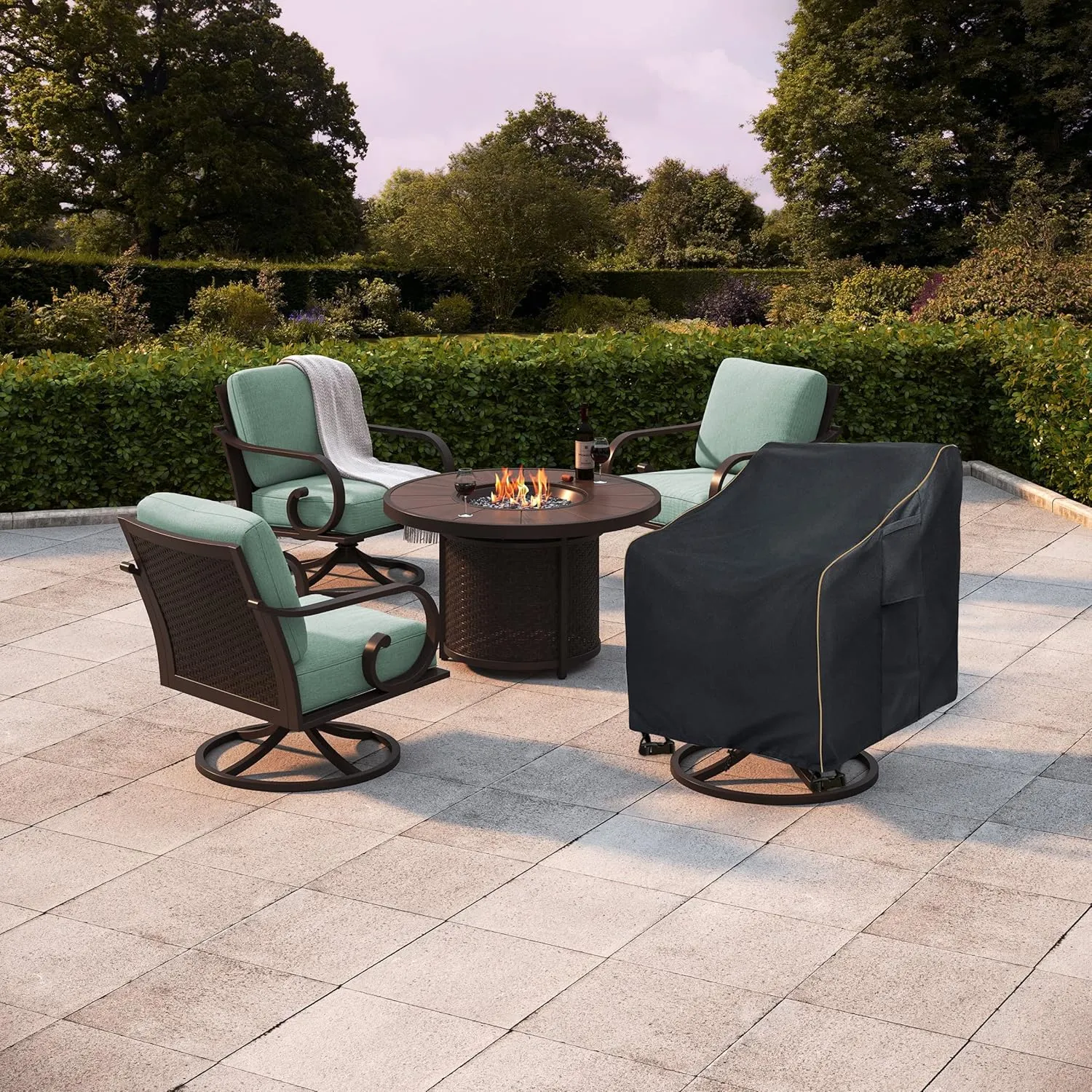 Outdoor Swivel Lounge Chair Cover 2 Pack,100% Waterproof Heavy Duty Outdoor Chair Covers,(33 W x 35 D x 38.5 H inches) Patio Furniture Cover for Swivel Patio Lounge Chair,Black