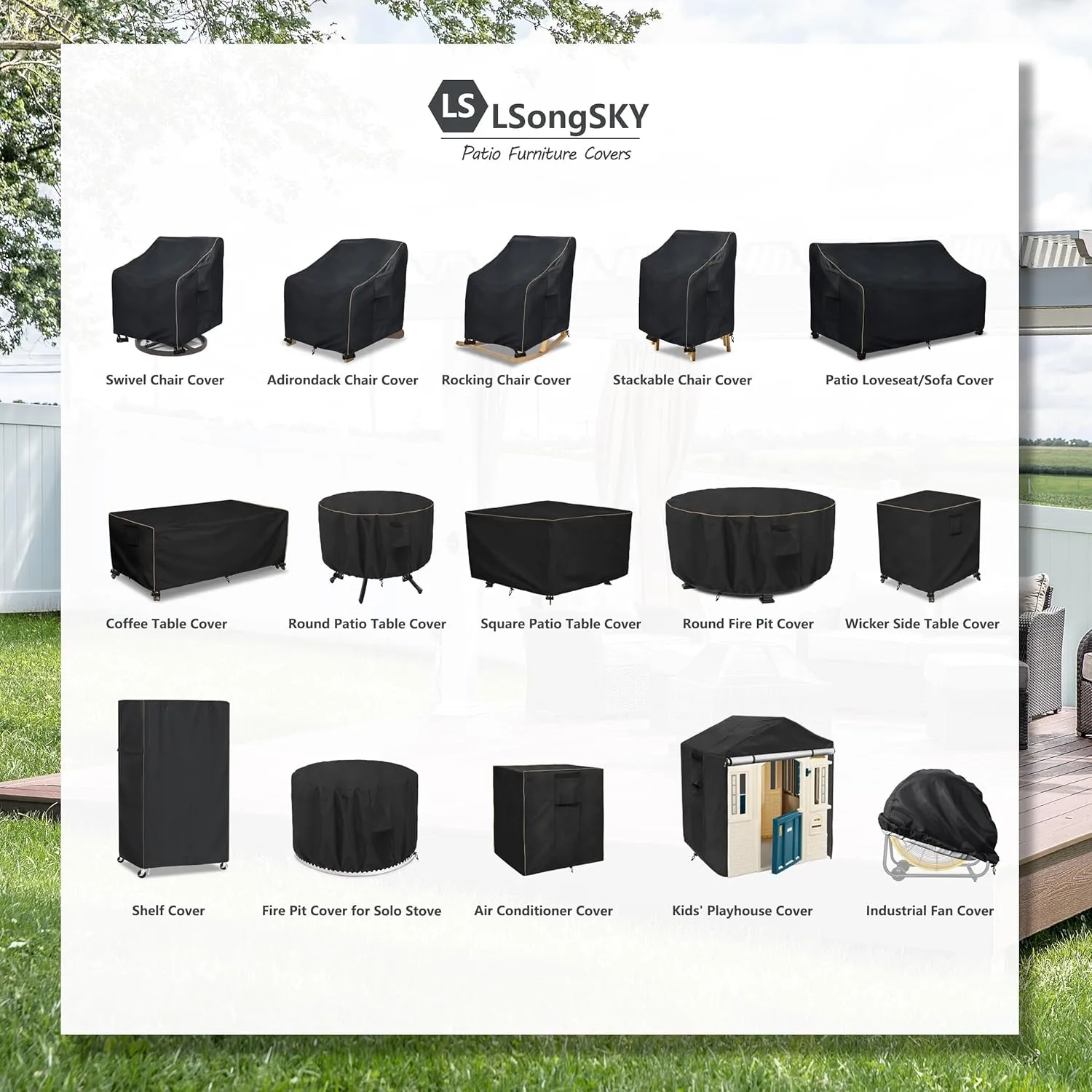 Outdoor Swivel Lounge Chair Cover 2 Pack,100% Waterproof Heavy Duty Outdoor Chair Covers,(33 W x 35 D x 38.5 H inches) Patio Furniture Cover for Swivel Patio Lounge Chair,Black