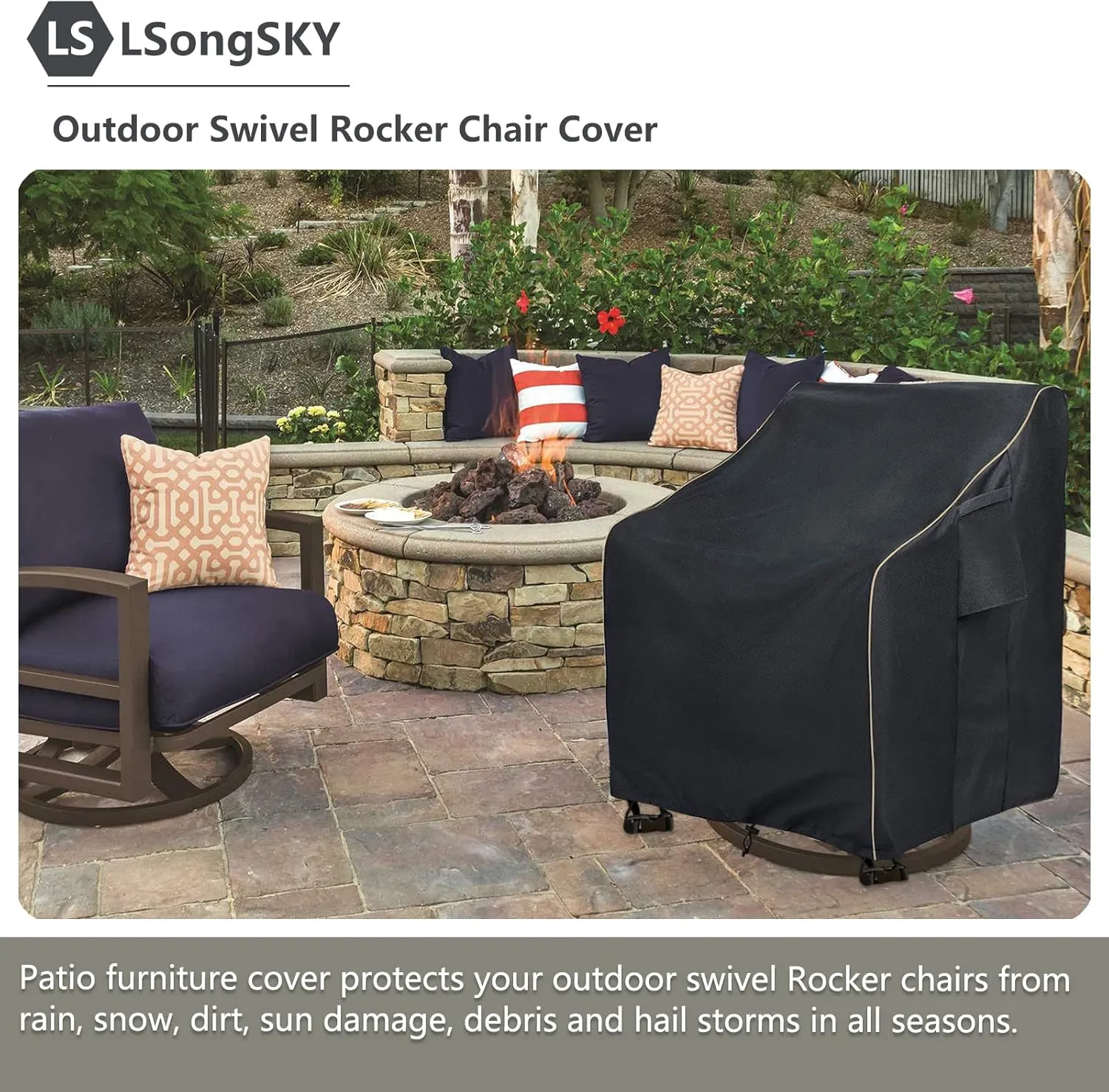Outdoor Swivel Lounge Chair Cover 2 Pack,100% Waterproof Heavy Duty Outdoor Chair Covers,(33 W x 35 D x 38.5 H inches) Patio Furniture Cover for Swivel Patio Lounge Chair,Black