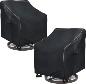 Outdoor Swivel Lounge Chair Cover 2 Pack,100% Waterproof Heavy Duty Outdoor Chair Covers,(33 W x 35 D x 38.5 H inches) Patio Furniture Cover for Swivel Patio Lounge Chair,Black