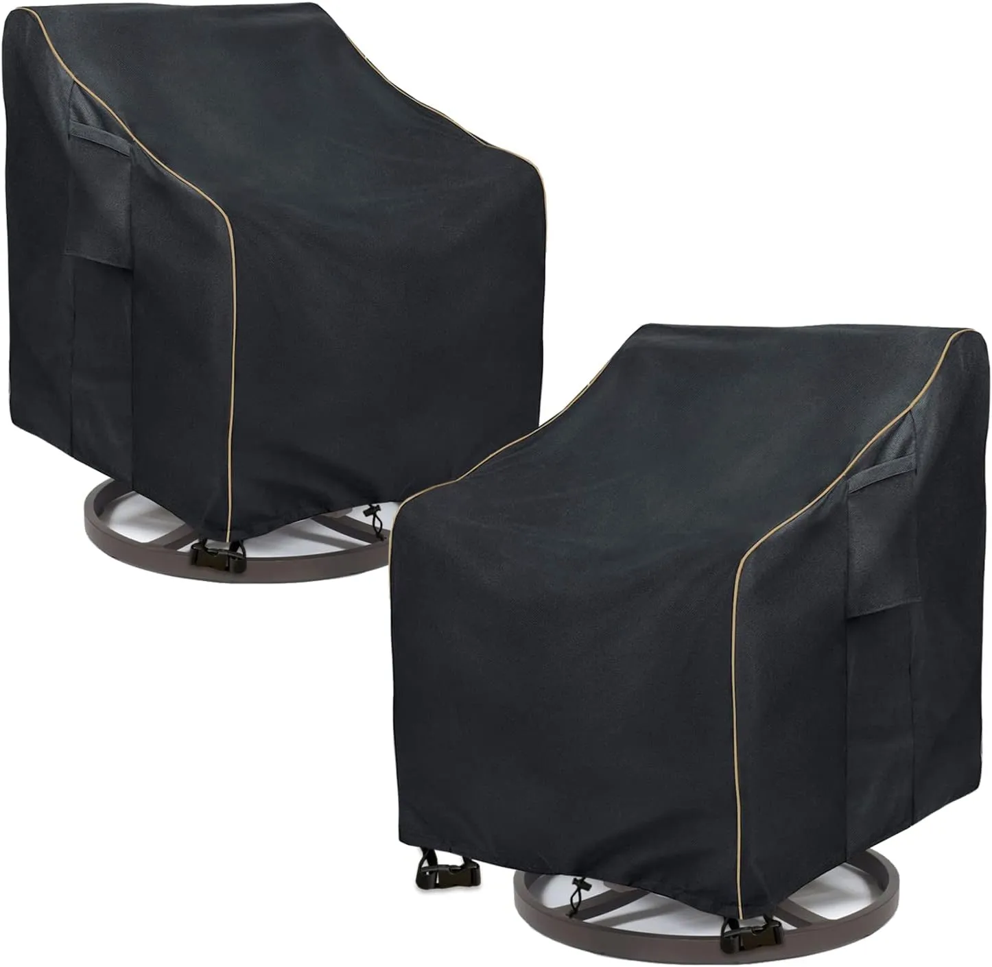 Outdoor Swivel Lounge Chair Cover 2 Pack,100% Waterproof Heavy Duty Outdoor Chair Covers,(33 W x 35 D x 38.5 H inches) Patio Furniture Cover for Swivel Patio Lounge Chair,Black
