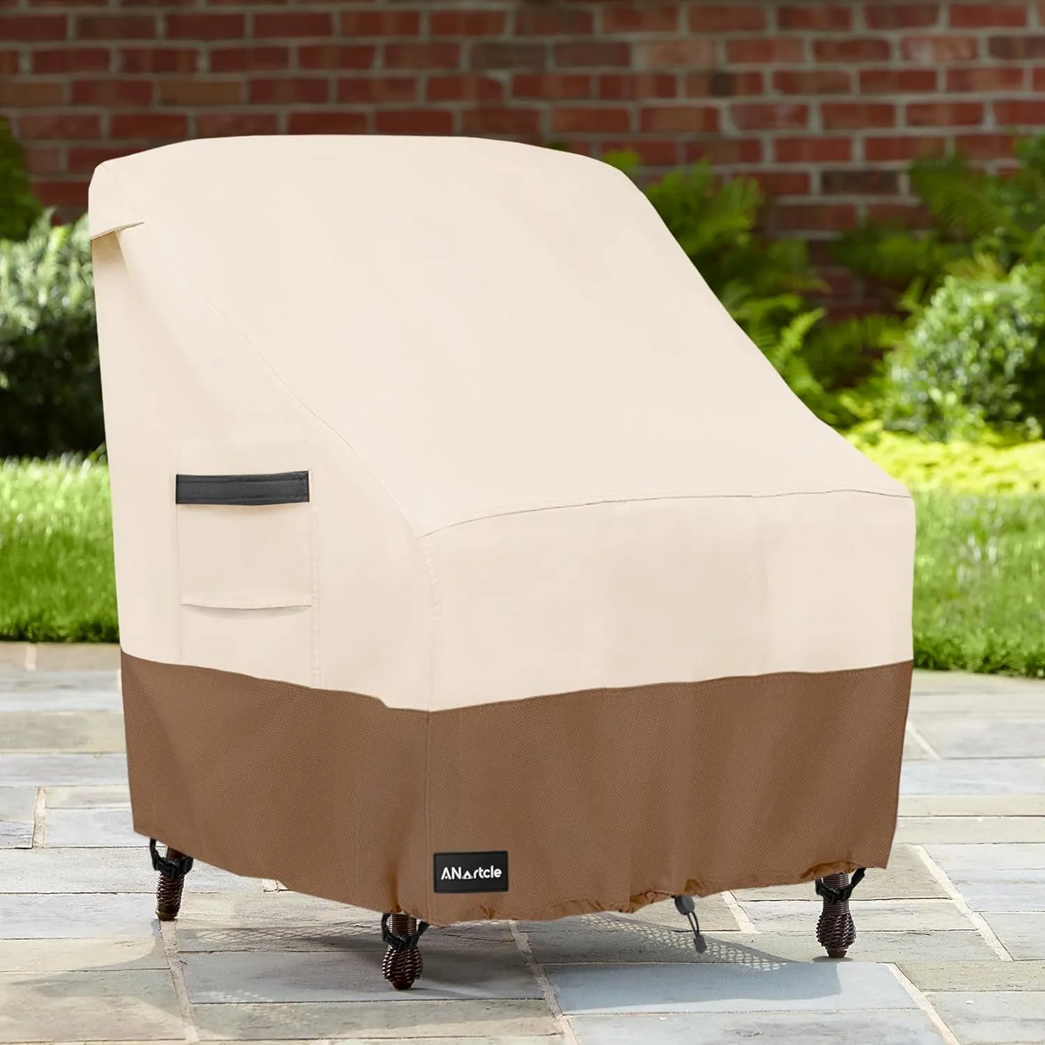Outdoor Swivel Lounge Chair Cover 2 Pack,Waterproof Heavy Duty Lawn Patio Chair Covers,Patio Swivel Chair Covers for Outdoor Furniture (33 W x 35 D x 38.5 H inches) Beige&Brown