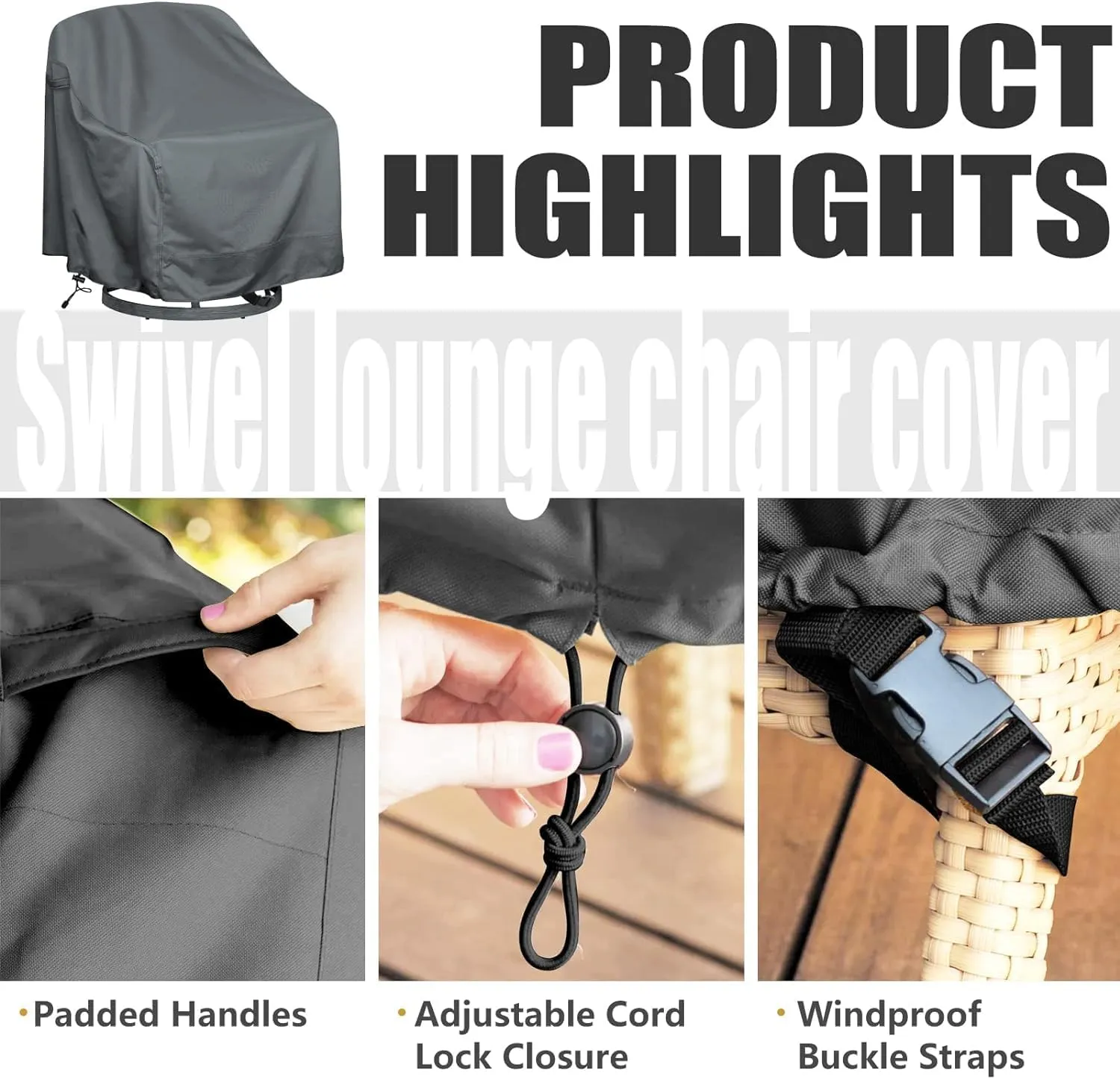Outdoor Swivel Lounge Chair Cover 4 Pack,Waterproof Heavy Duty Outdoor Chair Covers, (33" W X 35" D X 38.5" H) Patio Furniture Cover