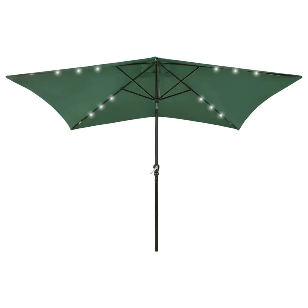 Outdoor Umbrella Parasol Sunshade Shelter with LEDs and Steel Pole Sand