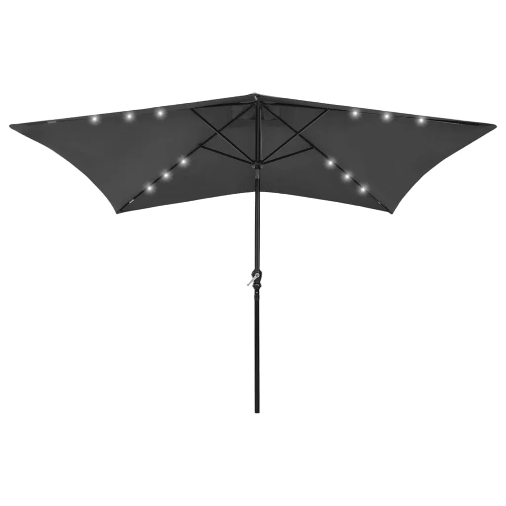 Outdoor Umbrella Parasol Sunshade Shelter with LEDs and Steel Pole Sand