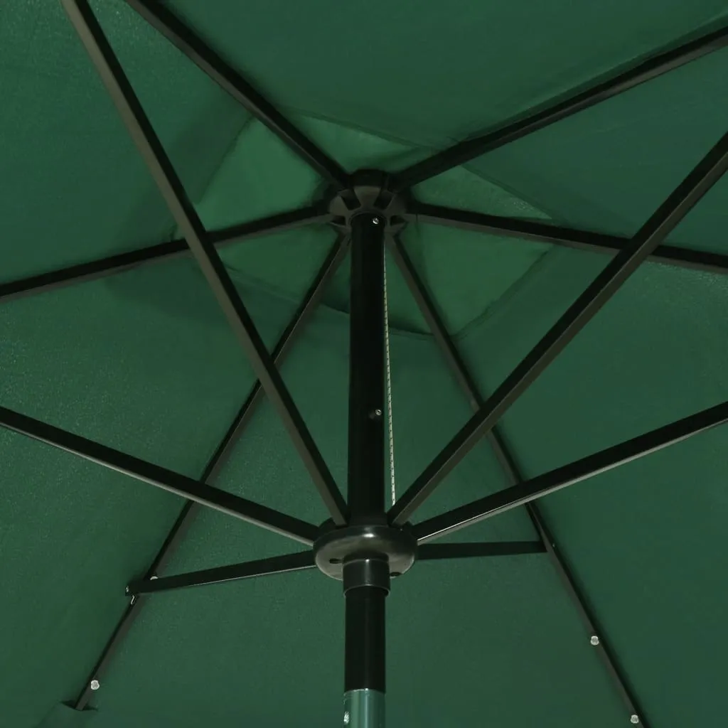 Outdoor Umbrella Parasol Sunshade Shelter with LEDs and Steel Pole Sand