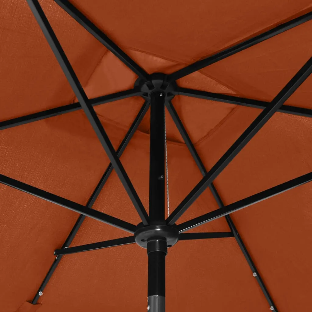 Outdoor Umbrella Parasol Sunshade Shelter with LEDs and Steel Pole Sand