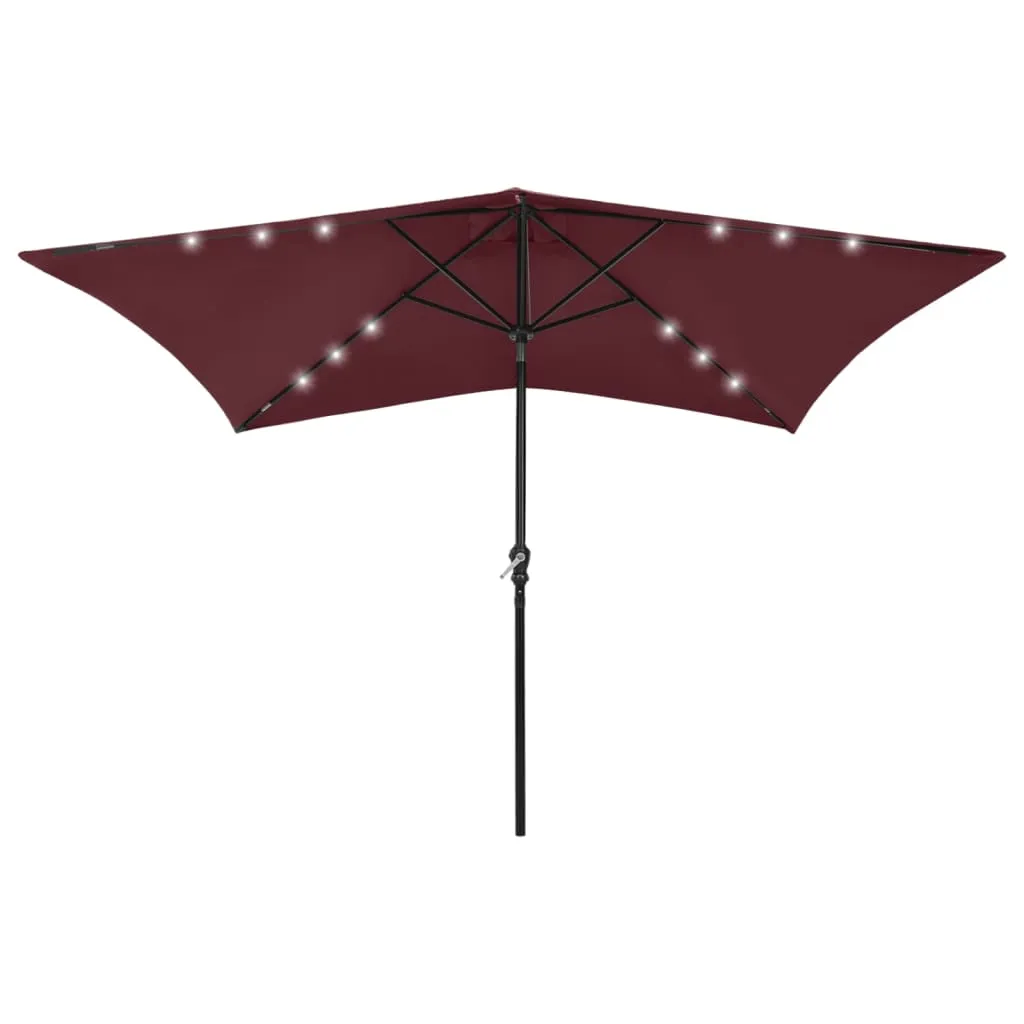 Outdoor Umbrella Parasol Sunshade Shelter with LEDs and Steel Pole Sand