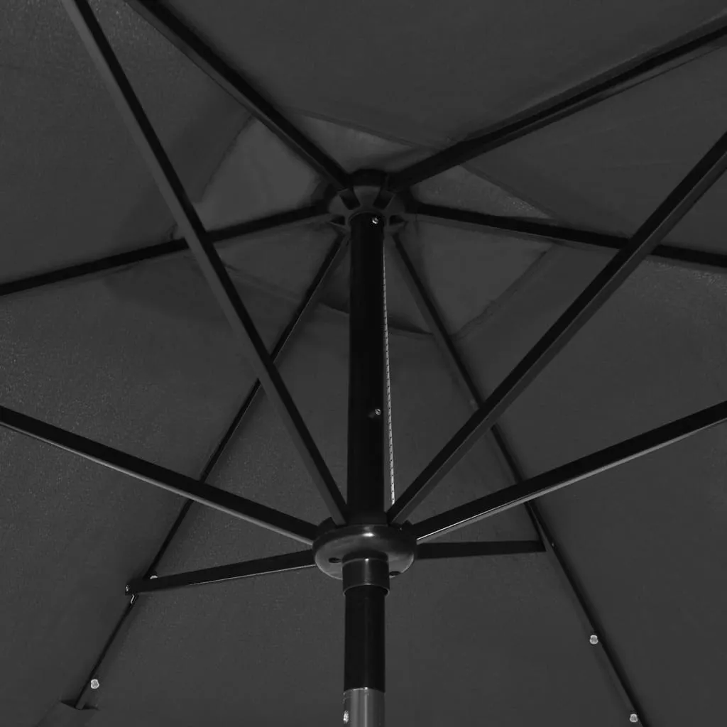 Outdoor Umbrella Parasol Sunshade Shelter with LEDs and Steel Pole Sand