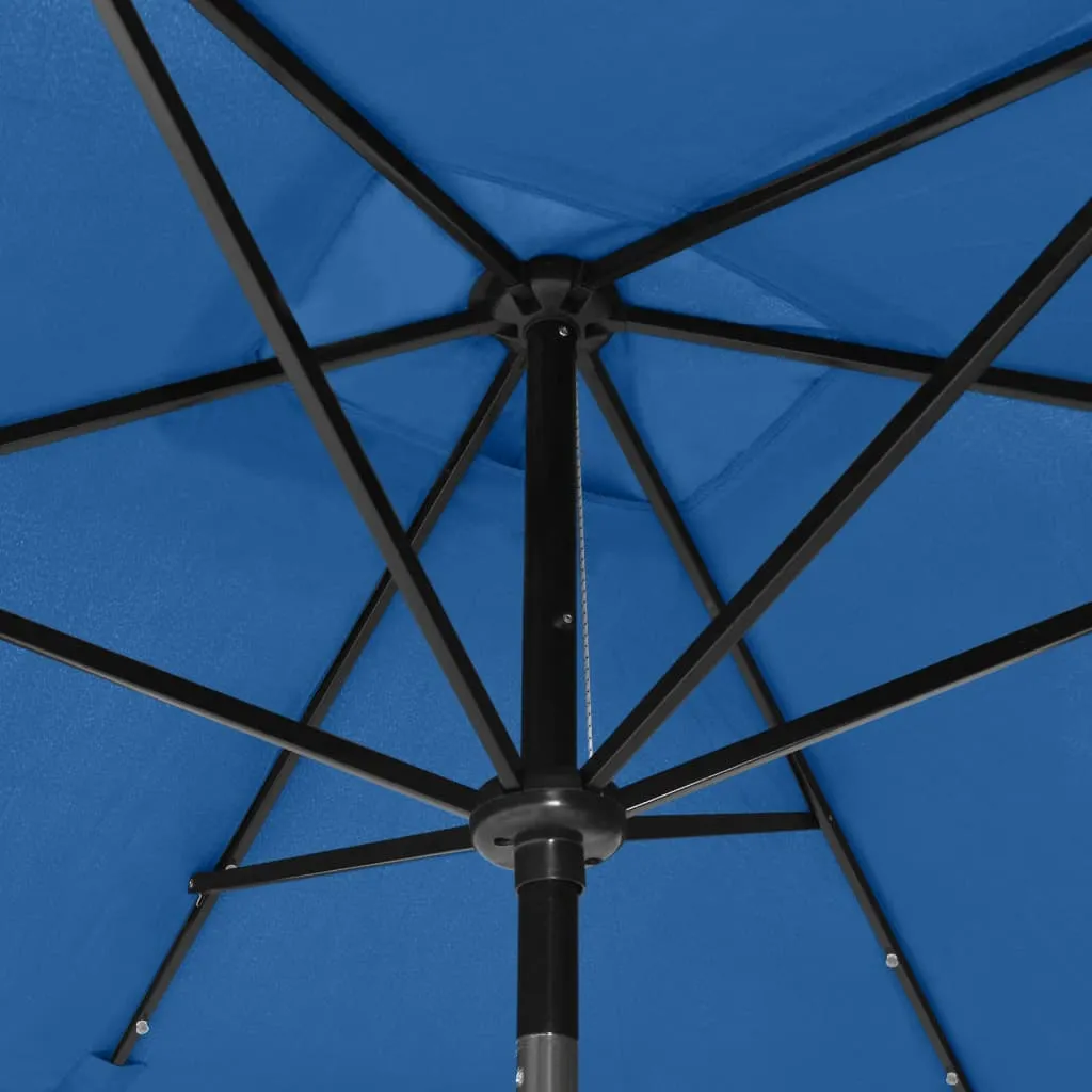 Outdoor Umbrella Parasol Sunshade Shelter with LEDs and Steel Pole Sand