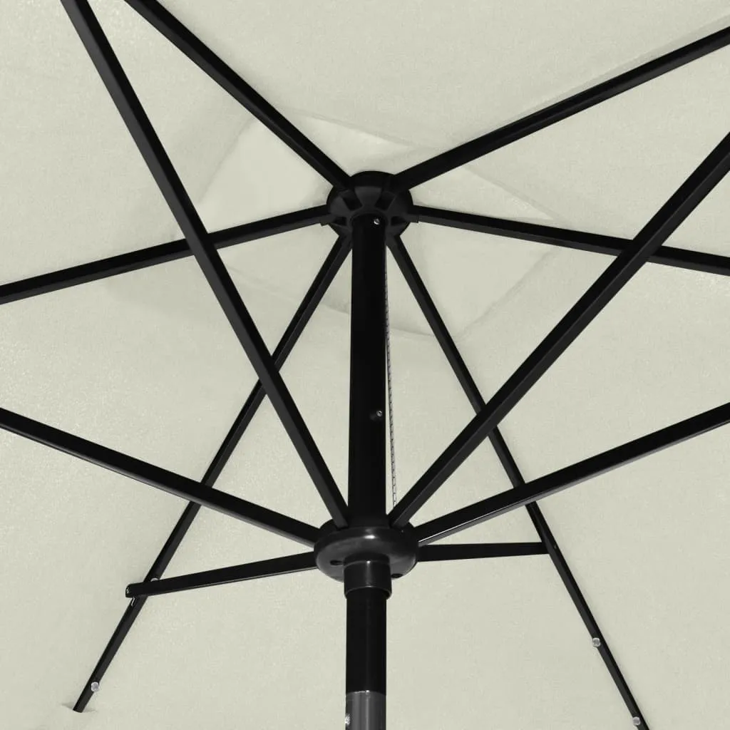 Outdoor Umbrella Parasol Sunshade Shelter with LEDs and Steel Pole Sand