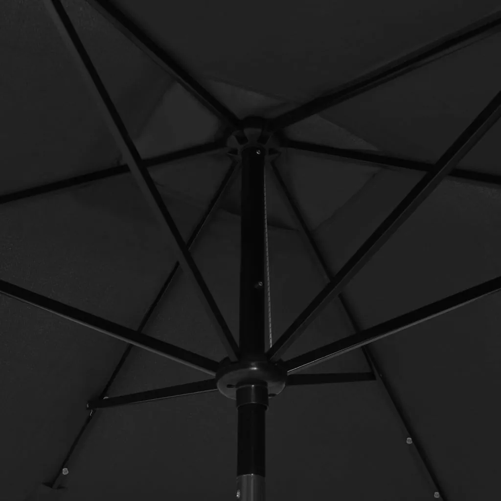 Outdoor Umbrella Parasol Sunshade Shelter with LEDs and Steel Pole Sand