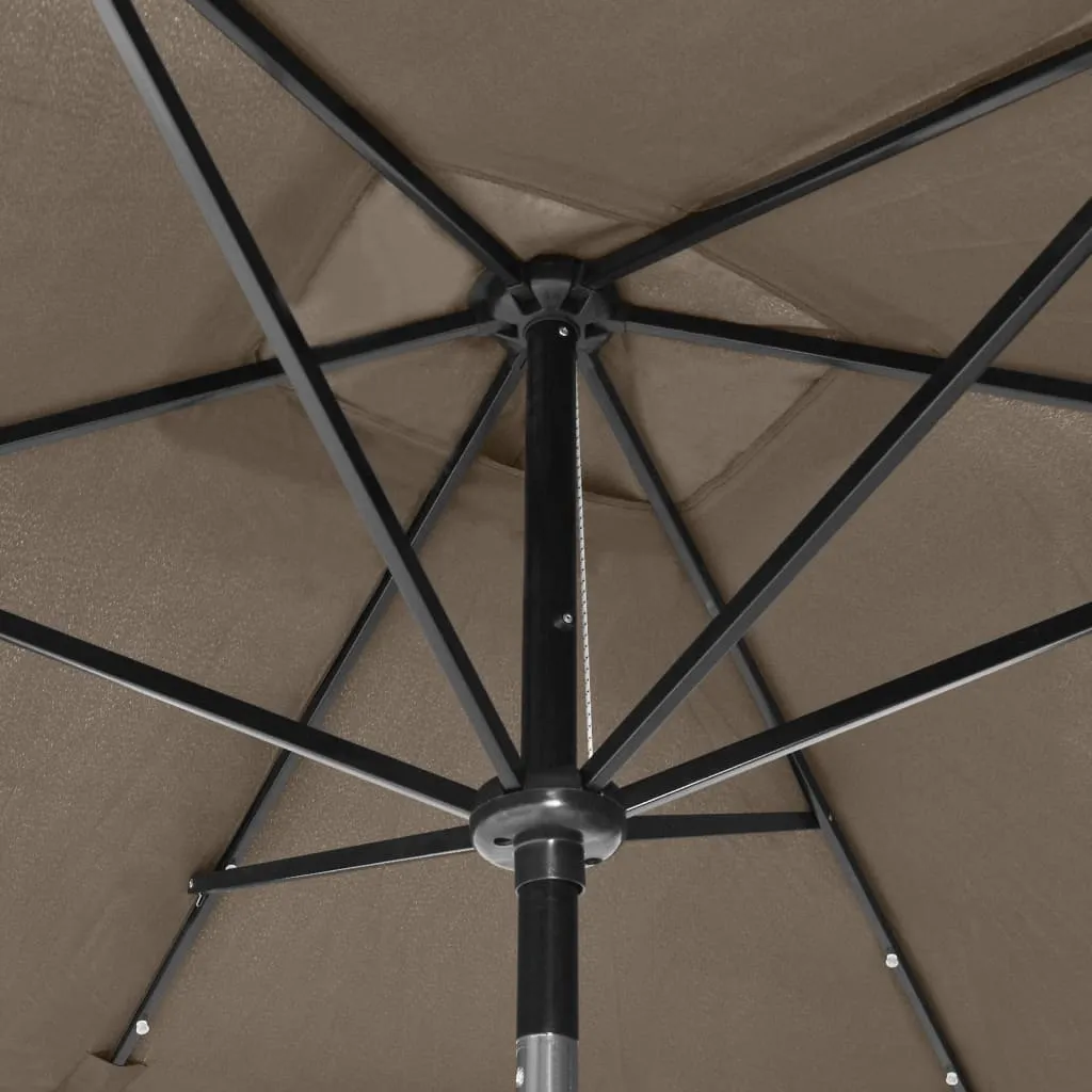 Outdoor Umbrella Parasol Sunshade Shelter with LEDs and Steel Pole Sand