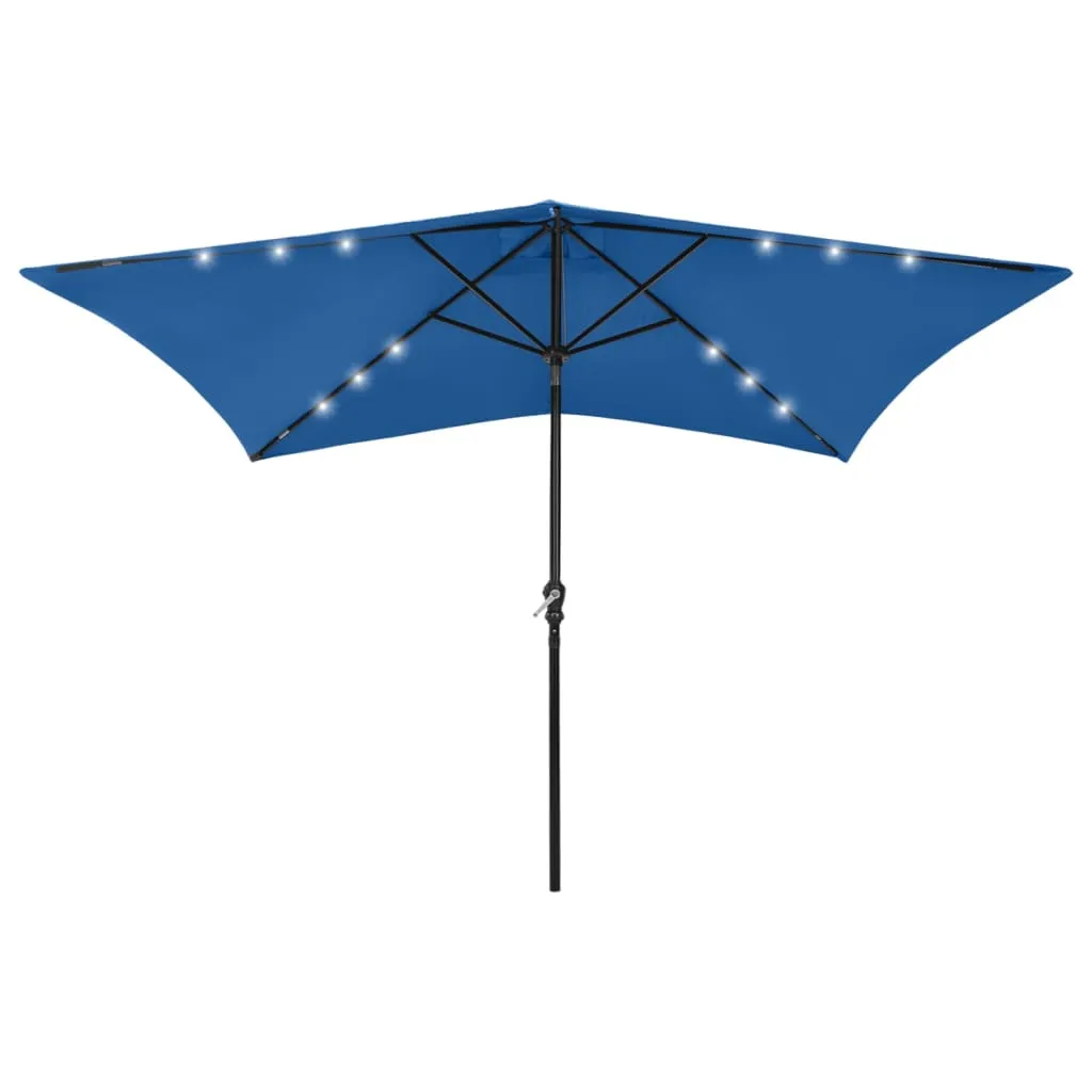 Outdoor Umbrella Parasol Sunshade Shelter with LEDs and Steel Pole Sand