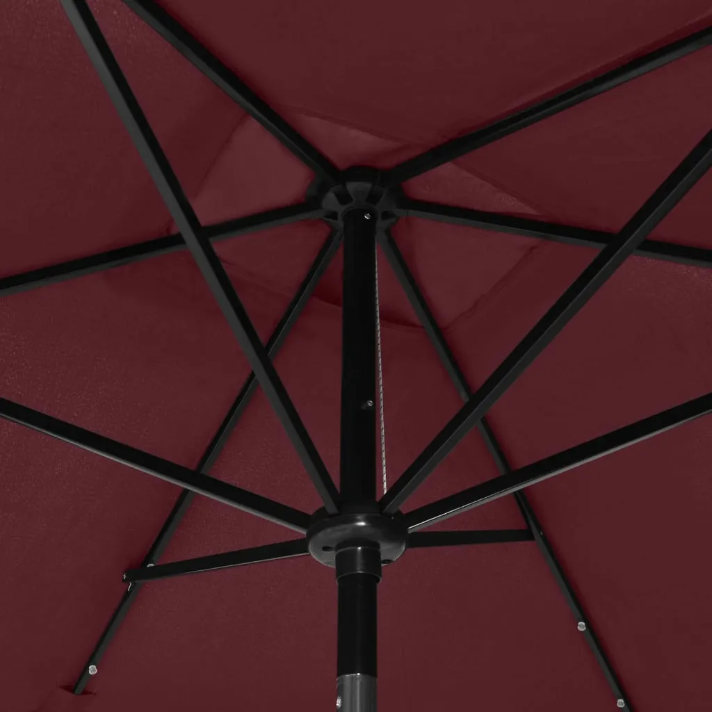 Outdoor Umbrella Parasol Sunshade Shelter with LEDs and Steel Pole Sand
