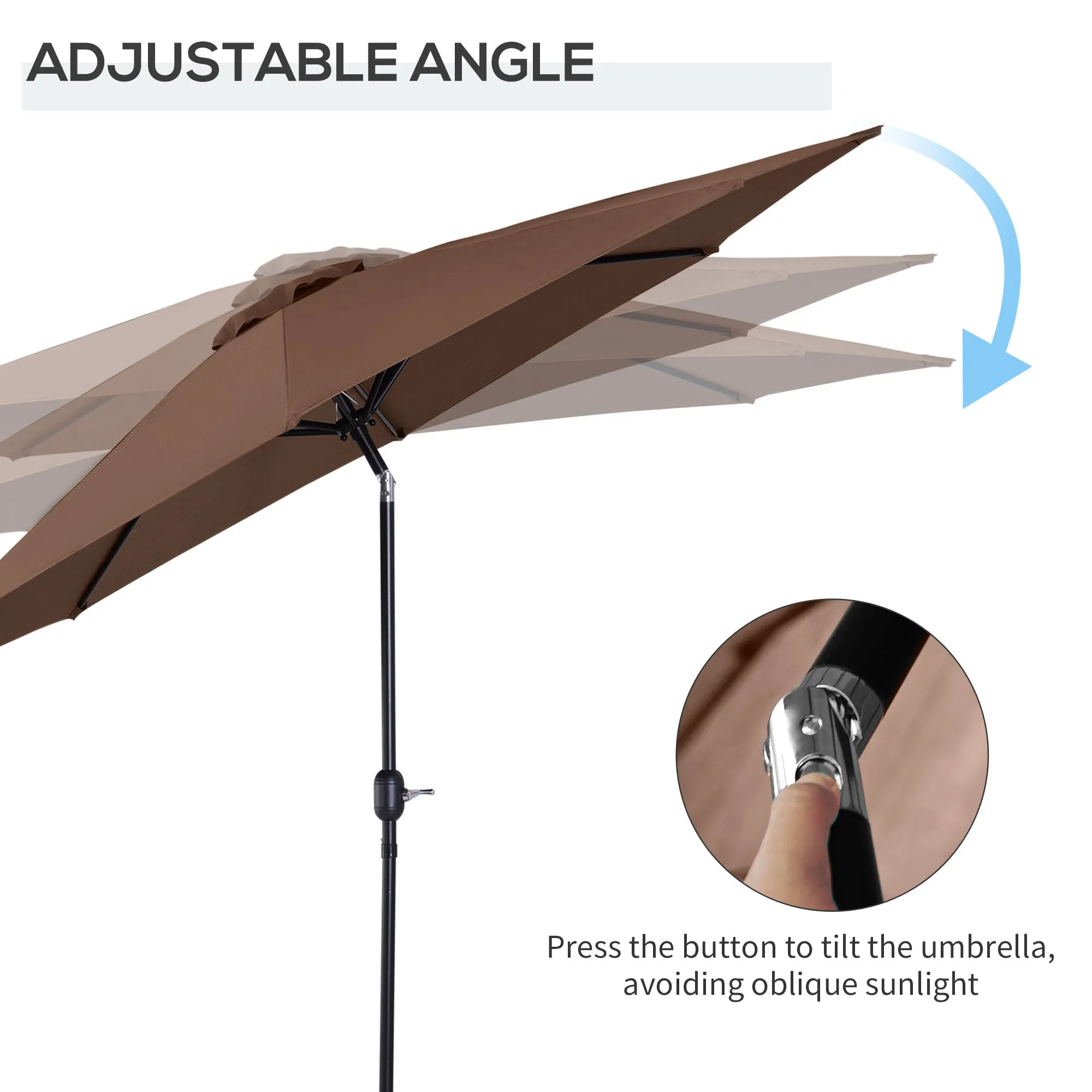 Outsunny 3(M) Tilting Parasol Garden Umbrellas