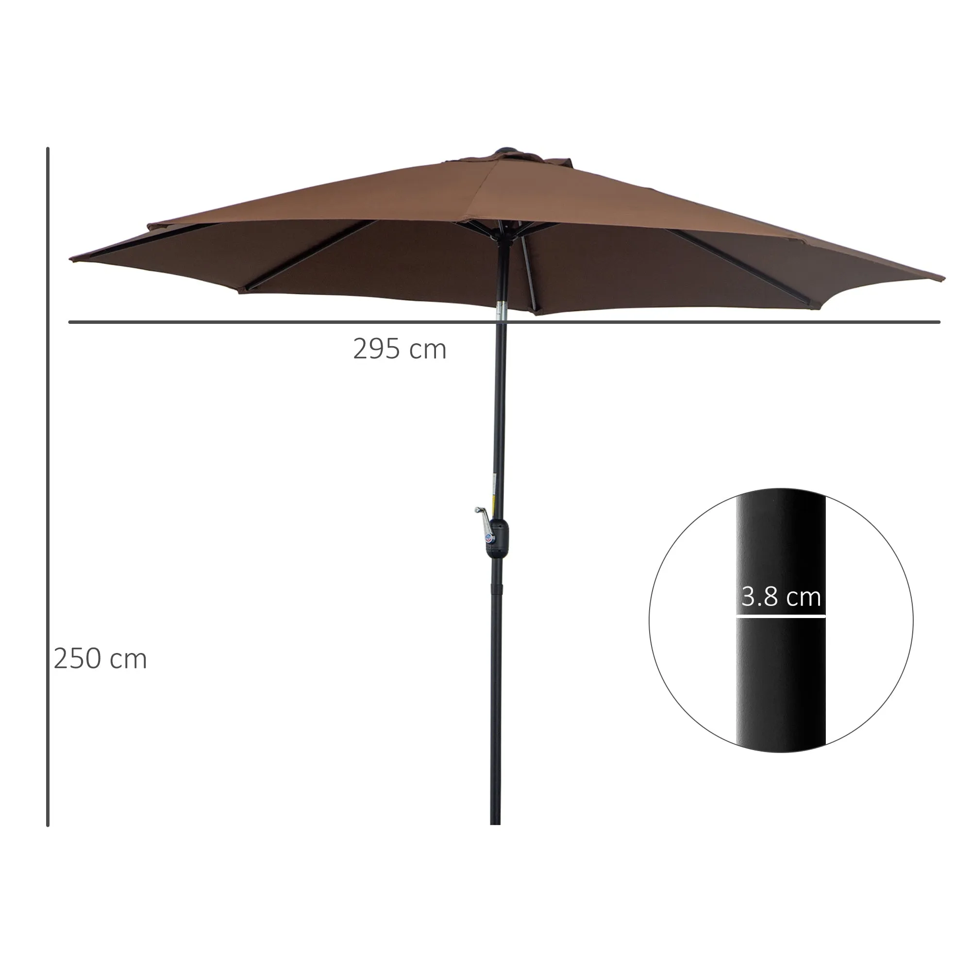 Outsunny 3(M) Tilting Parasol Garden Umbrellas