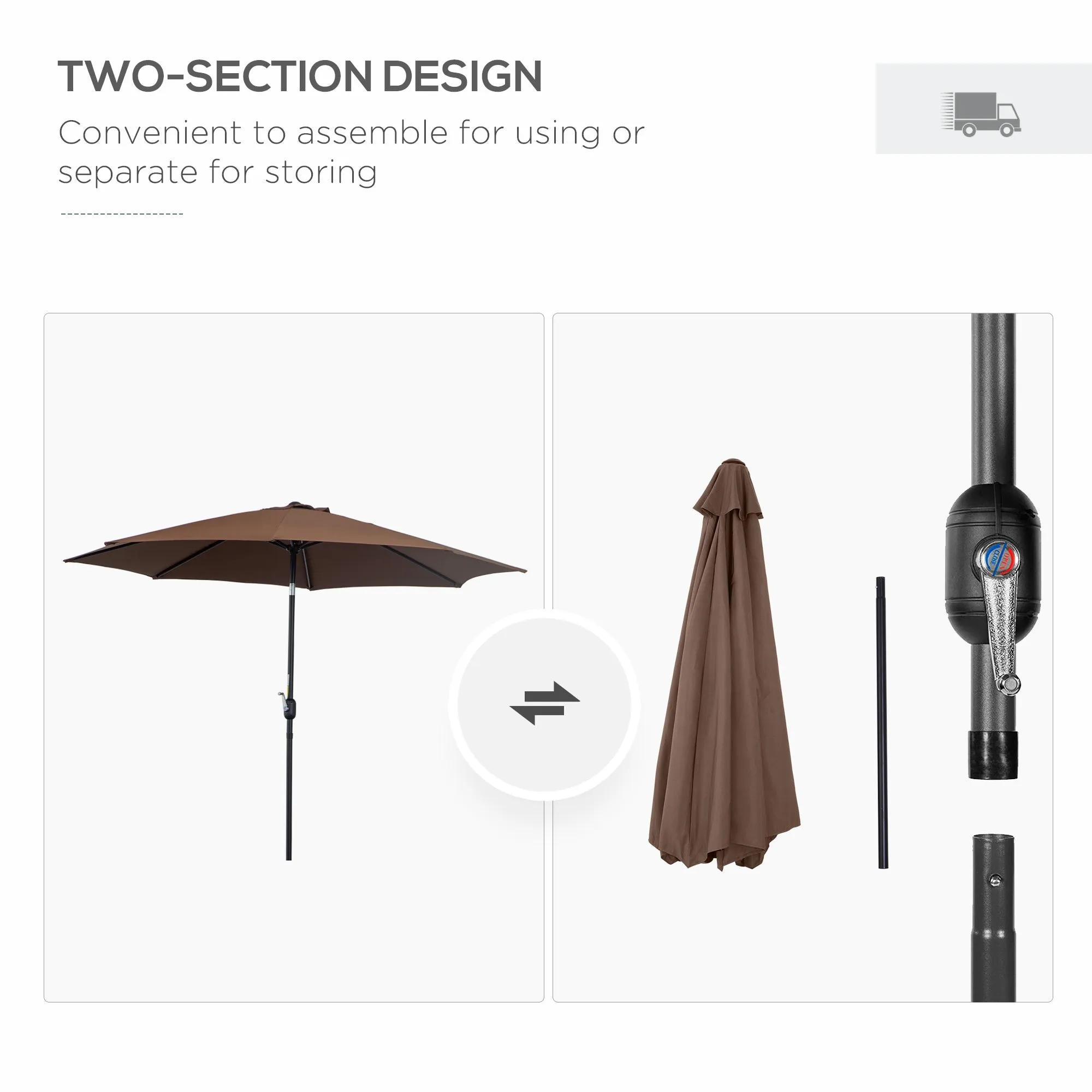 Outsunny 3(M) Tilting Parasol Garden Umbrellas