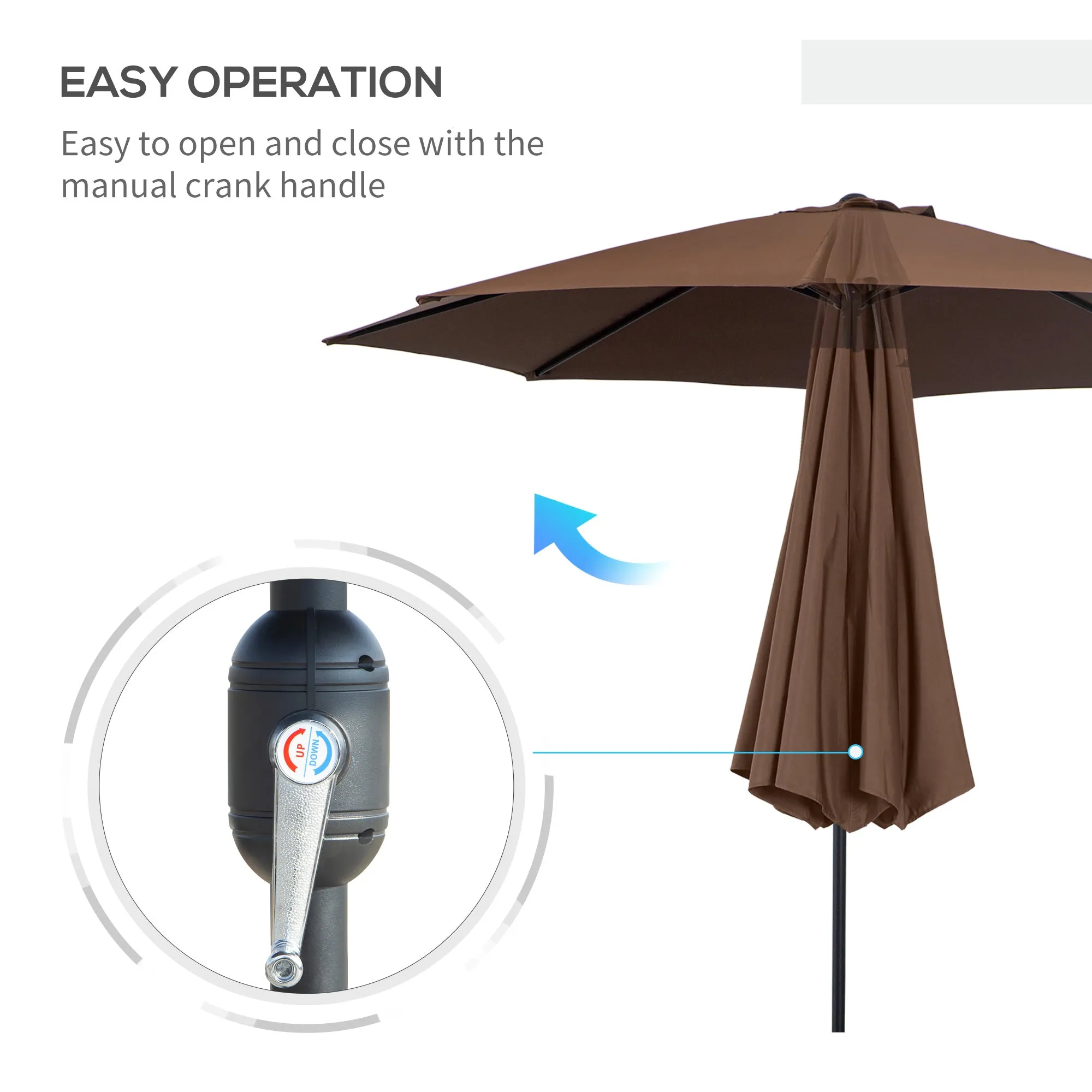 Outsunny 3(M) Tilting Parasol Garden Umbrellas