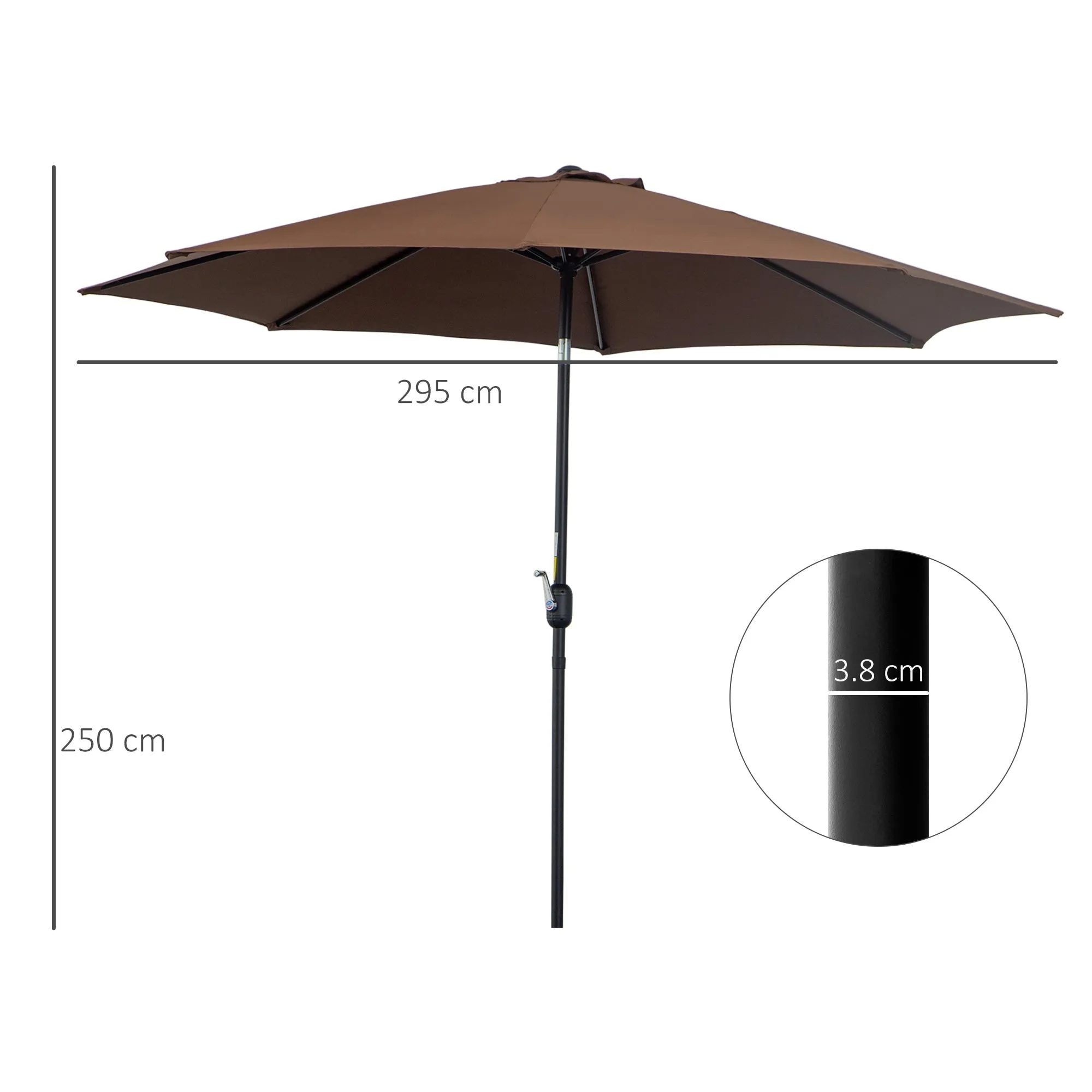 Outsunny 3(M) Tilting Parasol Garden Umbrellas