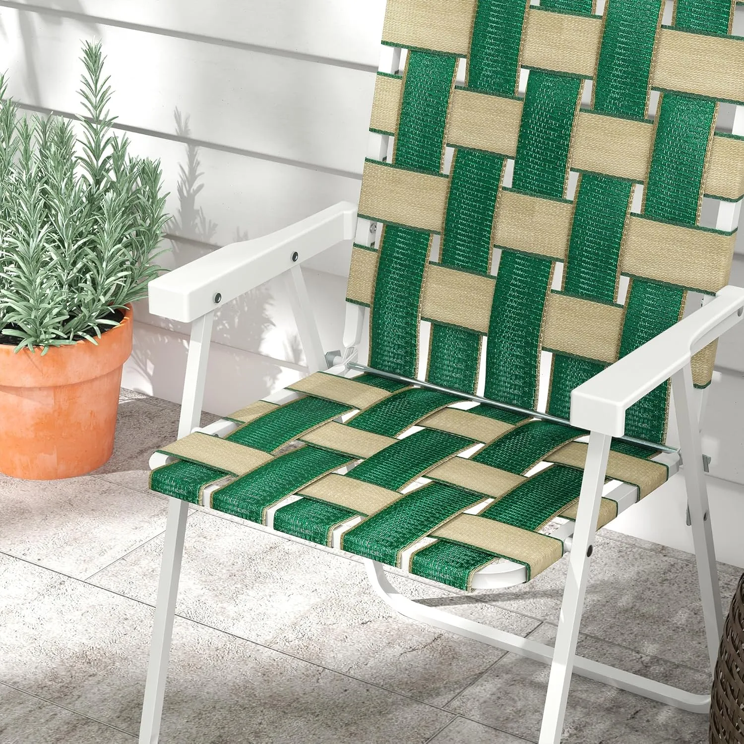 Outsunny Set of 2 Patio Folding Chairs, Classic Outdoor Camping Chairs, Portable Lawn Chair Set for Camping, Garden, Pool, Beach, Backyard with Armrests, Green