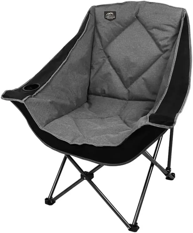 Oversized Folding Camping Chairs,Portable Heavy Duty Outdoor Padded Lawn Chair w/Cup Holder Perfect for Adults Picnic,Parties,Picnics and Beach Trips,Black