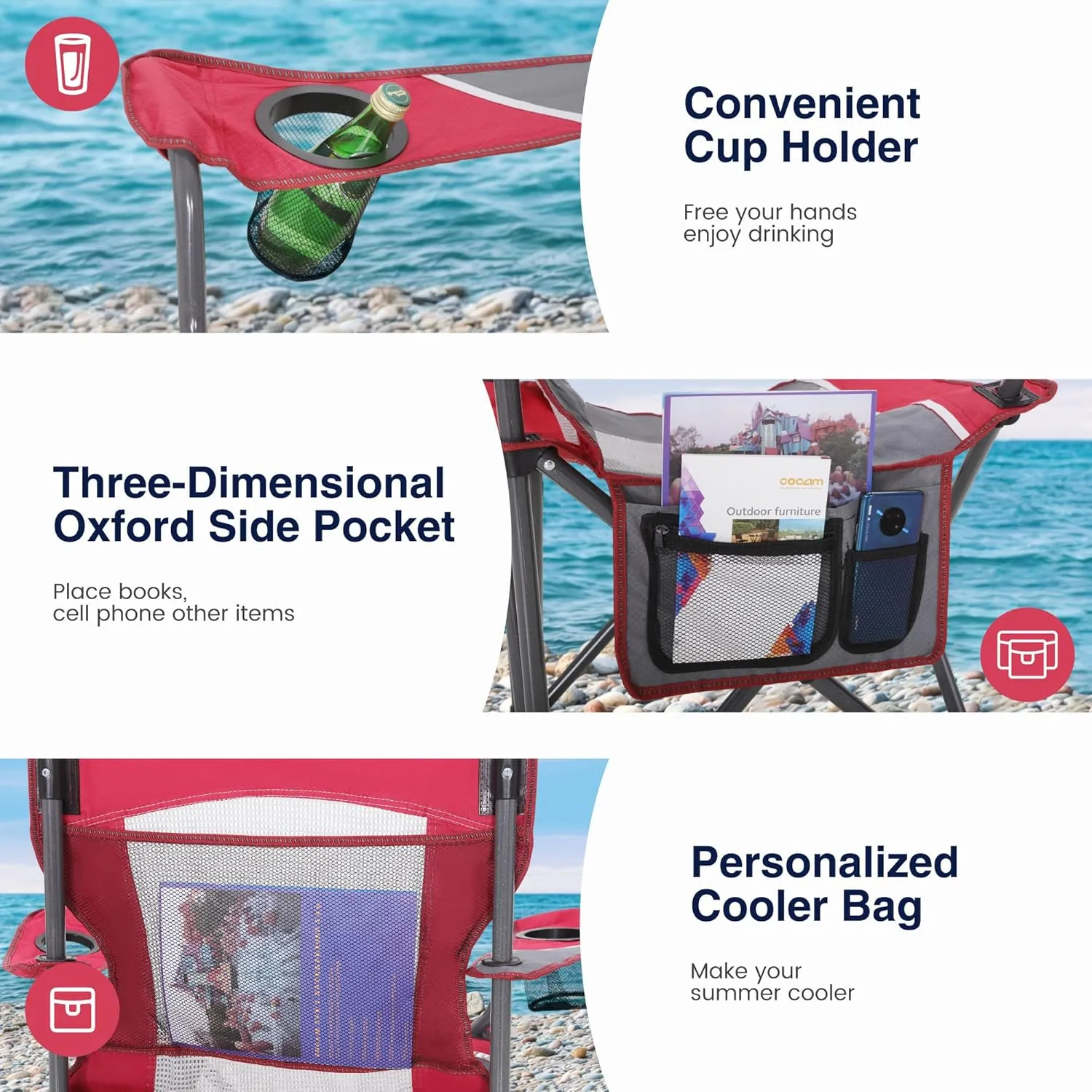 Oversized Portable Mesh Camping Folding Chair