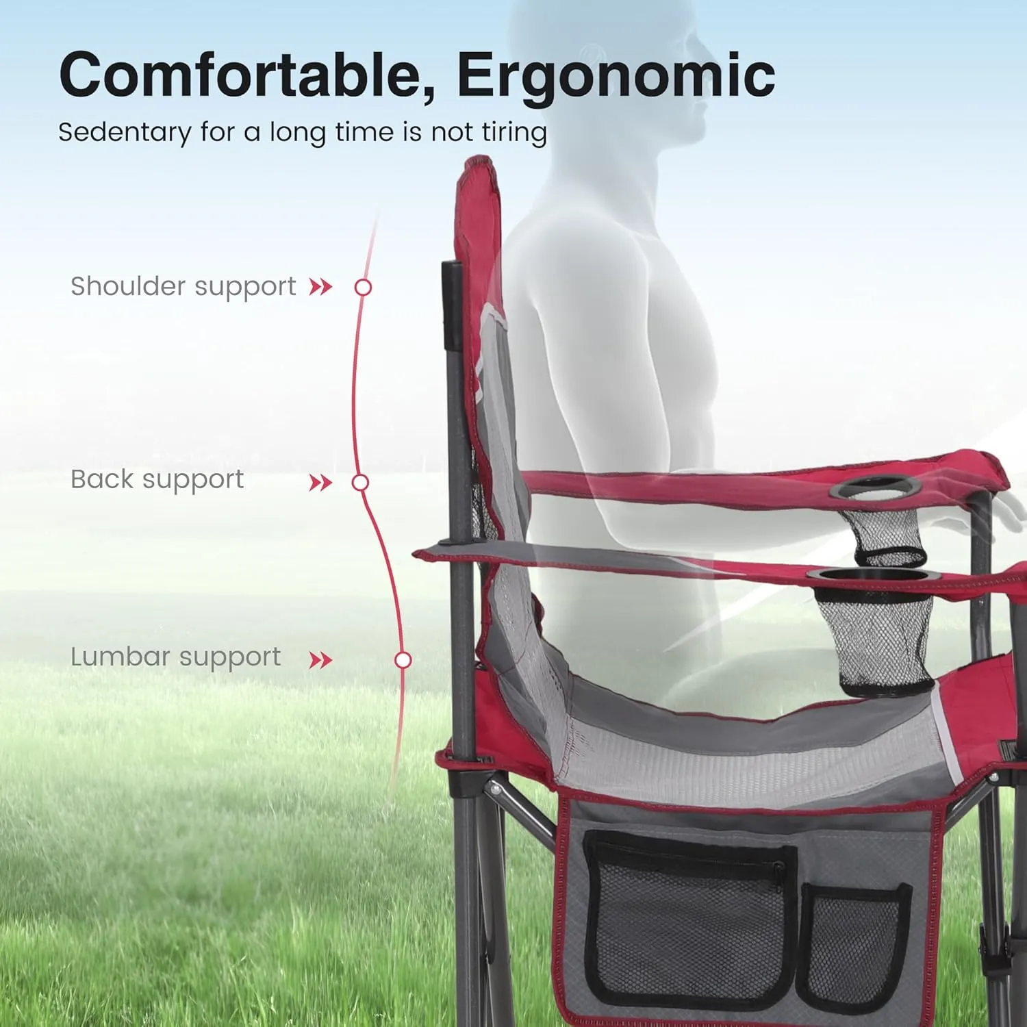Oversized Portable Mesh Camping Folding Chair