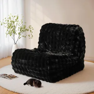 ovios Bean Bag Chair for Adult, Oversized Giant Beanbag with Plush Faux Fur, Comfy Large Big Lounger Floor Lazy Chair for Indoor Fireside Living Room Bedroom Dorm, Black
