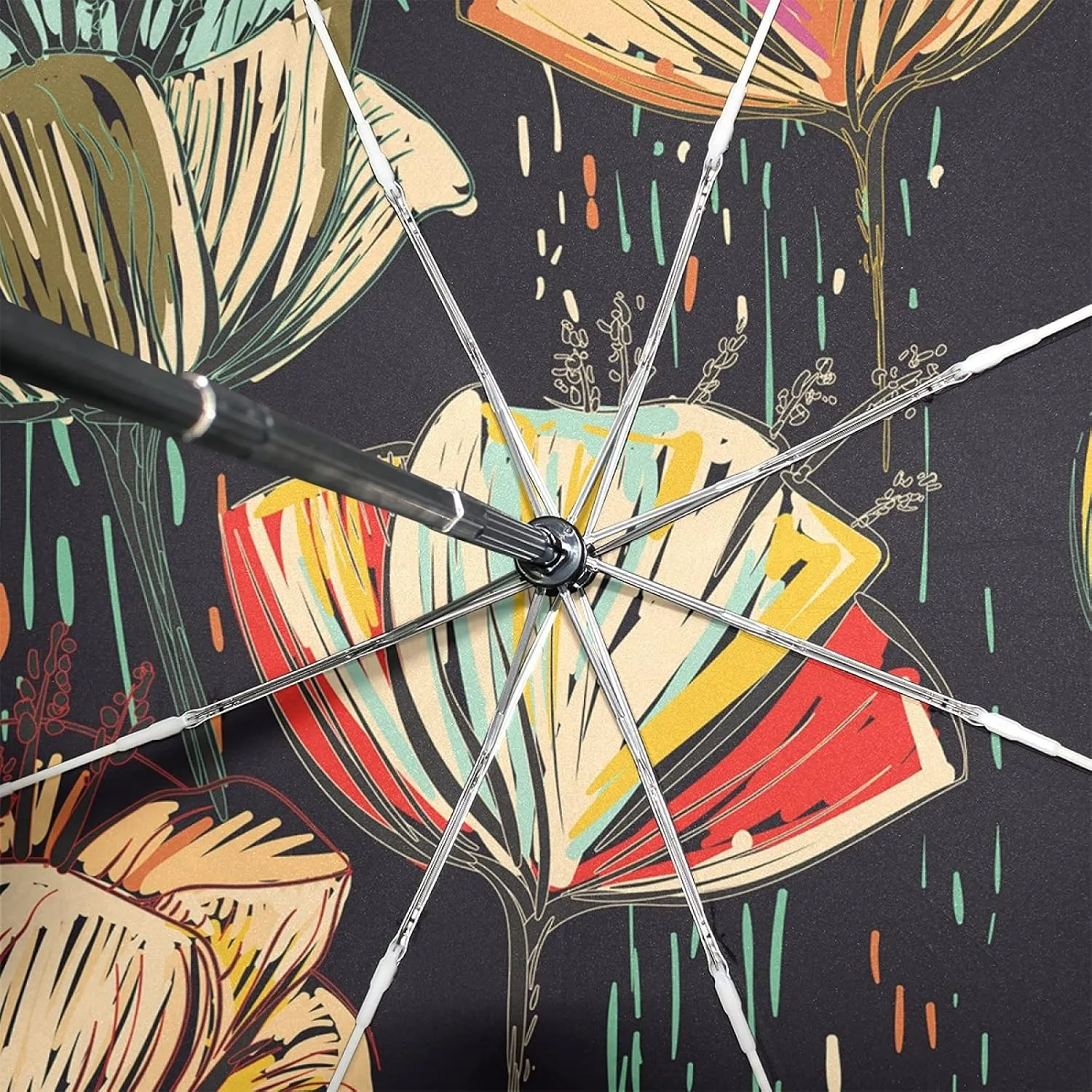 Oyihfvs Auto Open/Close Folding Umbrella, Strong Inner Print Travel Rain Umbrella, Portable Automatic Compact Sun Parasol with UV Protection