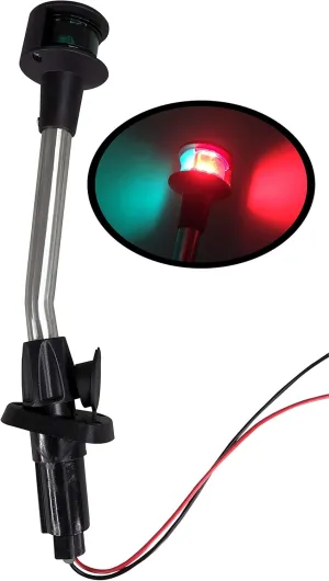 Pactrade Marine Bow Lights for Boats - Incandescent 12-Inch Red and Green Boat Bow Light with Removable Base (Angled Pole) | Boat Navigation Lights for Kayak Fishing Boat Small Boat | 1 NM Visibility