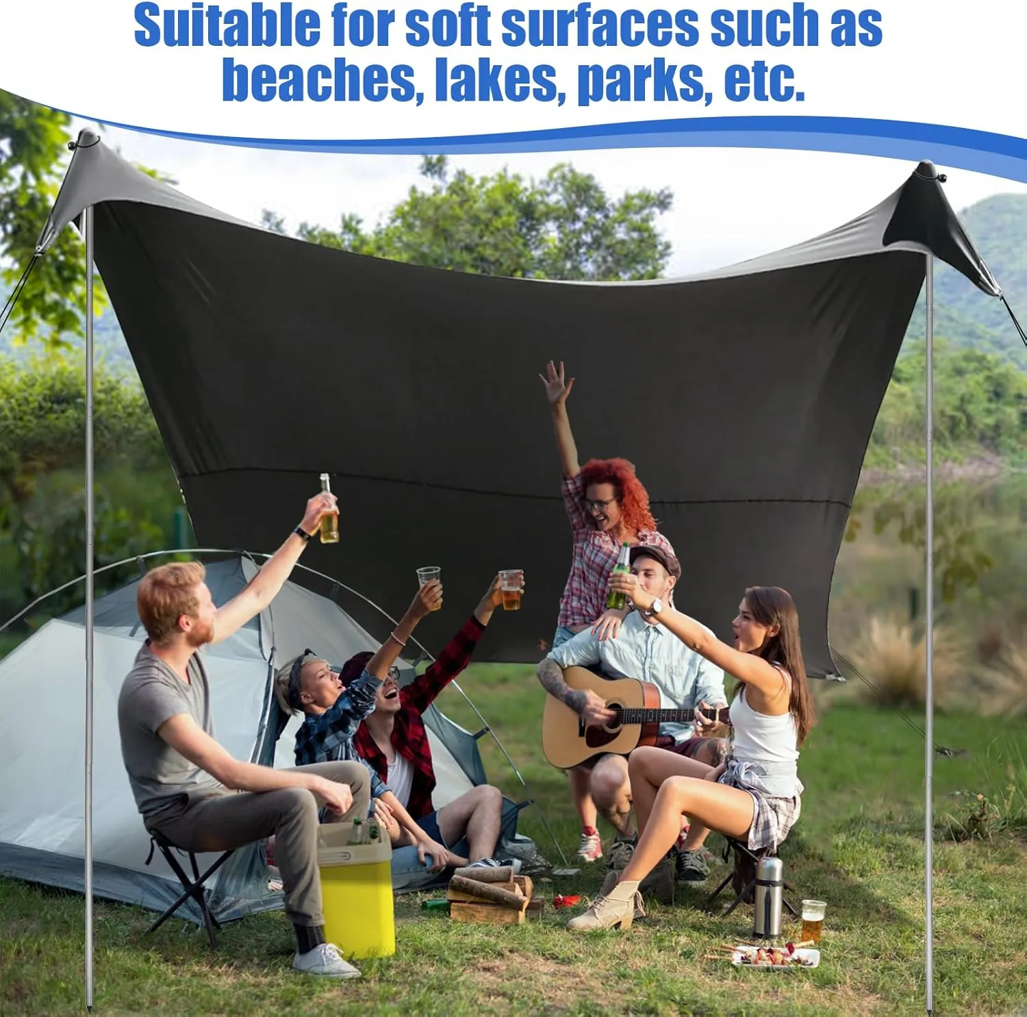 PAMASE Beach Tent Poles Replacement - 8ft2in Extra Poles fits Neso Gigante Canopy, 2 Packs Foldable Portable Aluminum Alloy Repairing Fixing Accessories for Camping Parties Fishing Hiking