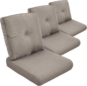 Patio Chair Cushions Set of 3 - Outside Heavy Duty Thick Water-Resistant Cushion 22x24 with Zipper Cover for Patio Glider Rocking Chairs Loveseat Couch – Grey/Button