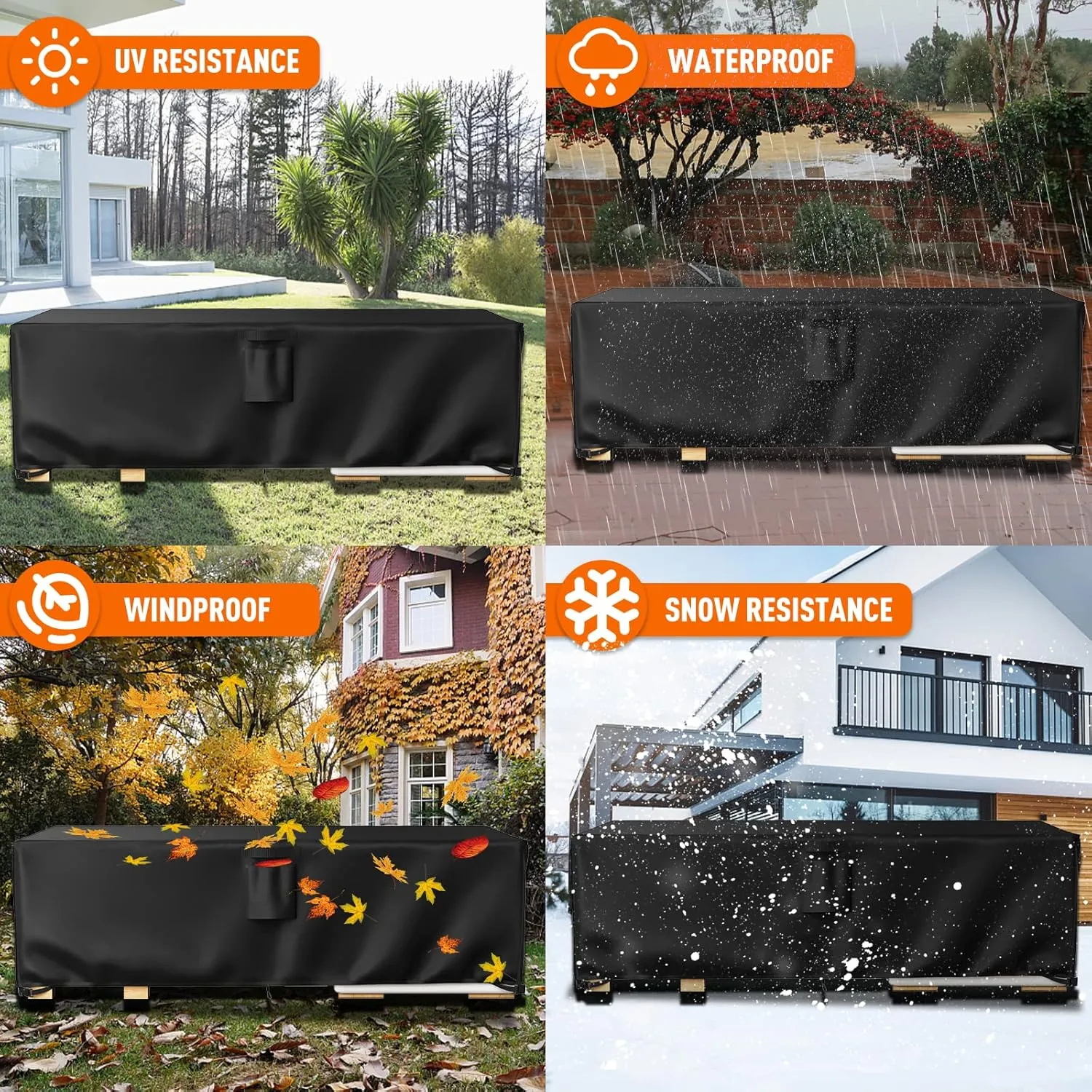Patio Furniture Covers, Outdoor Furniture Cover Waterproof, General Purpose, Outside Table and Chair Covers, Heavy Duty 600D (108 Inch L x 82 Inch W x 27.9 Inch H)