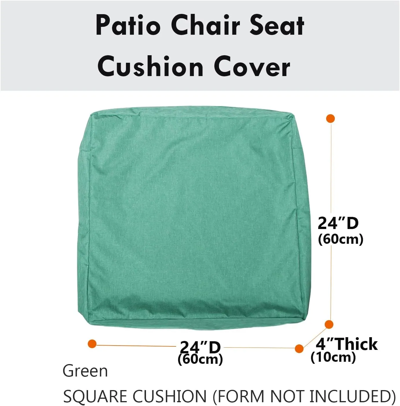 Patio Seat Cushion Covers,Washable Slip Covers Replacement,Waterproof Outdoor Furniture Chair Cushion Pillow Seat Cover for Couch,Garden,Sofa,Green,24"×24"×4"(2 Covers Only)
