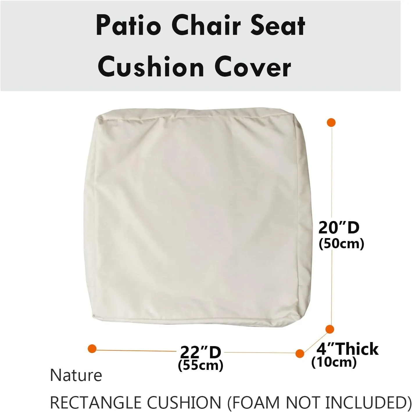 Patio Seat Cushion Covers,Washable Slip Covers Replacement,Waterproof Outdoor Furniture Chair Cushion Pillow Seat Cover for Couch,Garden,Sofa,Khaki,22"×20"×4"(4 Covers Only)