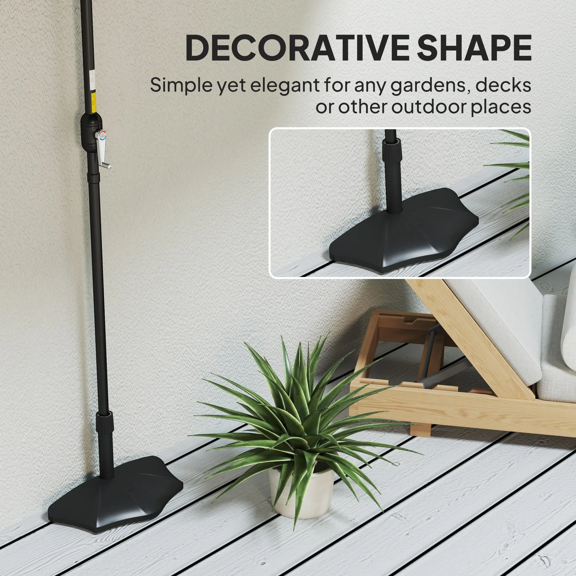 Patio Umbrella Base, 26 lbs Concrete Heavy Duty Half Umbrella Stand, Patio Umbrella Holder for 1.5"/1.9" Umbrella Poles for Outdoor, Lawn, Poolside, Black